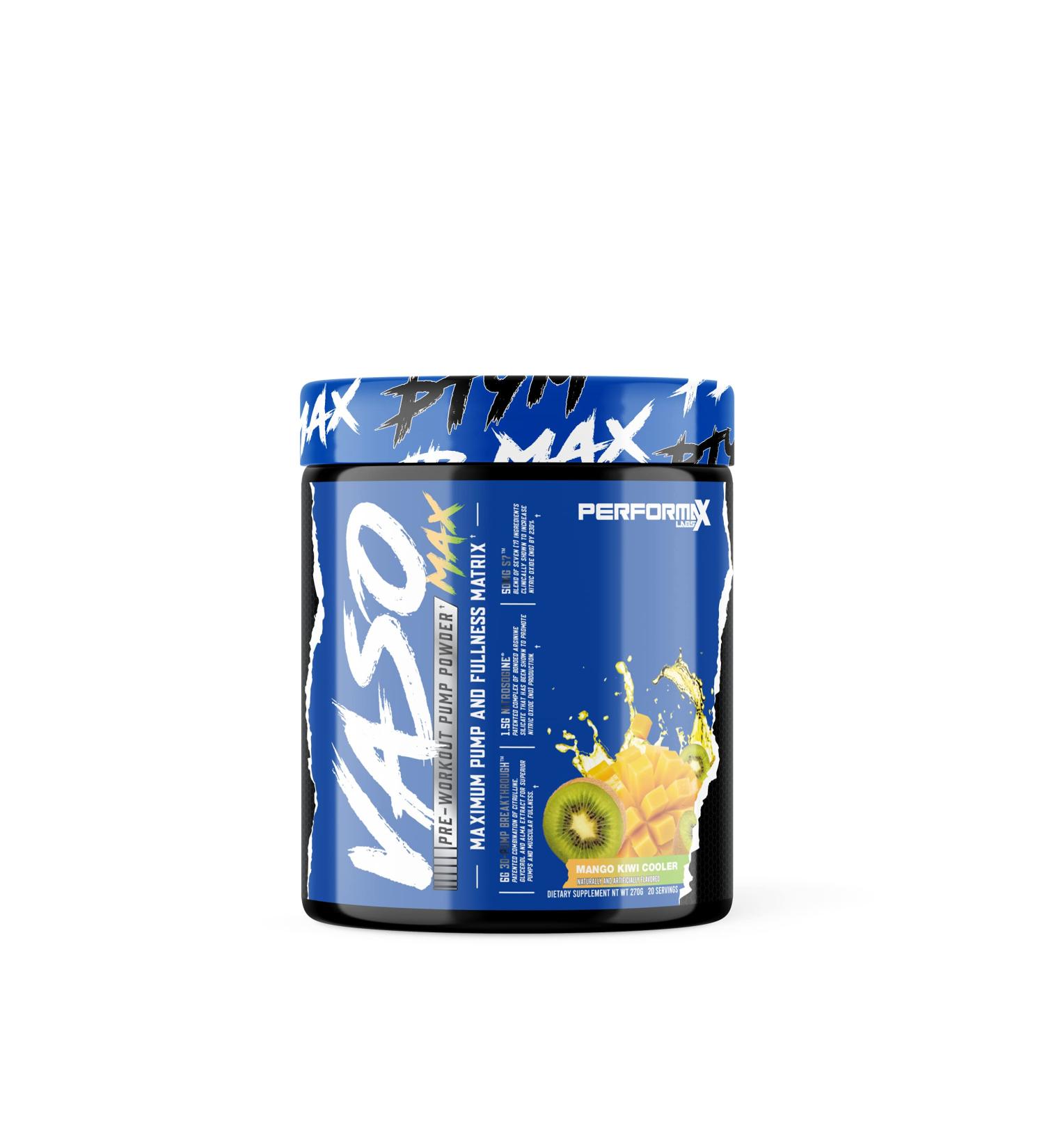 VasoMax Pre-Workout Powder - Nitric Oxide Booster for Maximum Pump | Stimulant Free Great Tasting Mango Kiwi Cooler for Men & Women - International Shipping Available - Buy Online on GoSupps.com