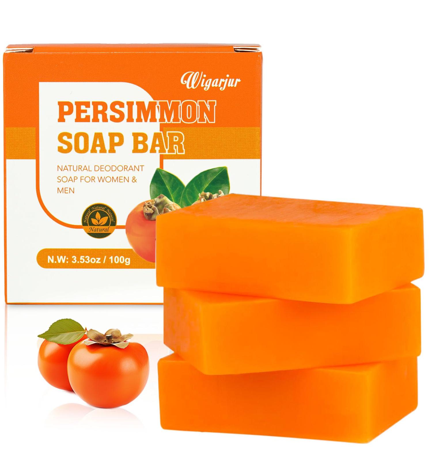 3 PCS Persimmon Soap Bar - Natural Deodorant for Body & Face Removes Nonenal Odor Handmade Cleansing Soap for Men & Women - Buy Online on GoSupps.com