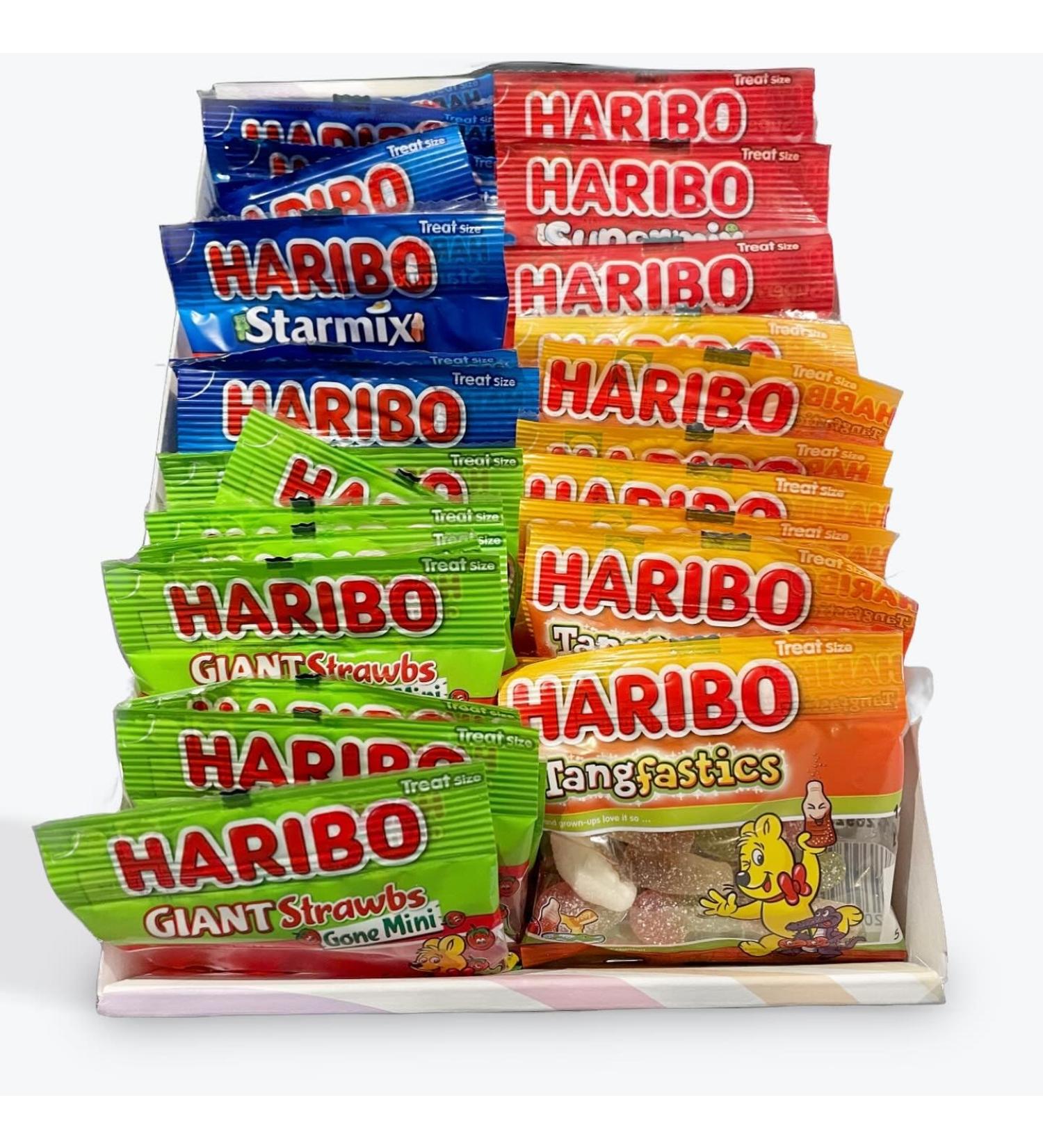 Haribo 40 Piece Mini Sweets Bag Gift Box Hamper for Kids Or Adults - Tangfastics Starmix Giant Strawbs Supermix - Party Sweets