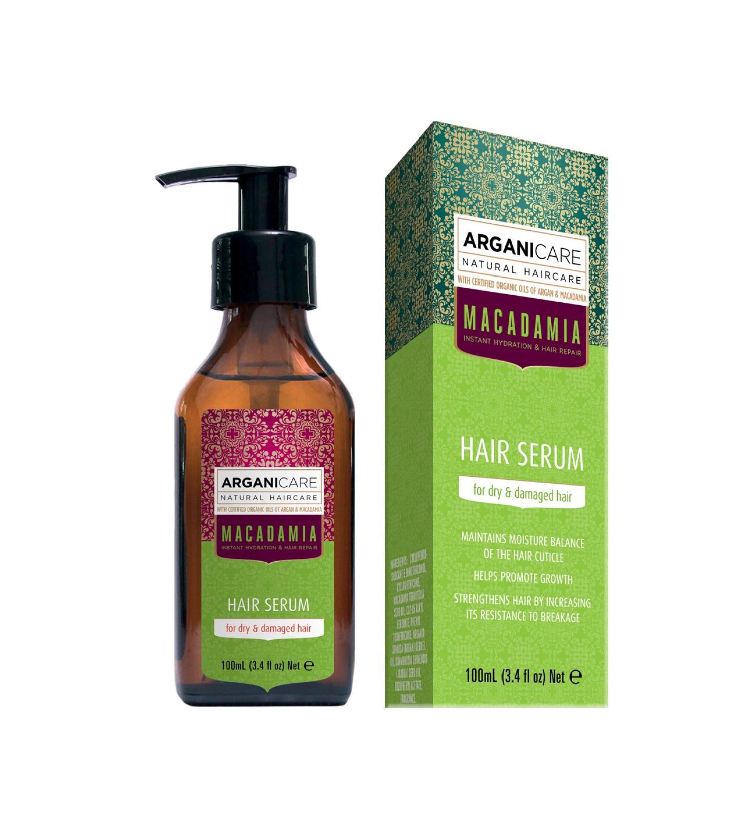 Arganicare | Macadamia Range | REPAIR SERUM | With Organic Macadamia Oil | Accelerates Growth | Strengthens & Provides Resistance Against Hair Loss | Dry Damaged Hair | 100 mL - Buy Online on GoSupps.com