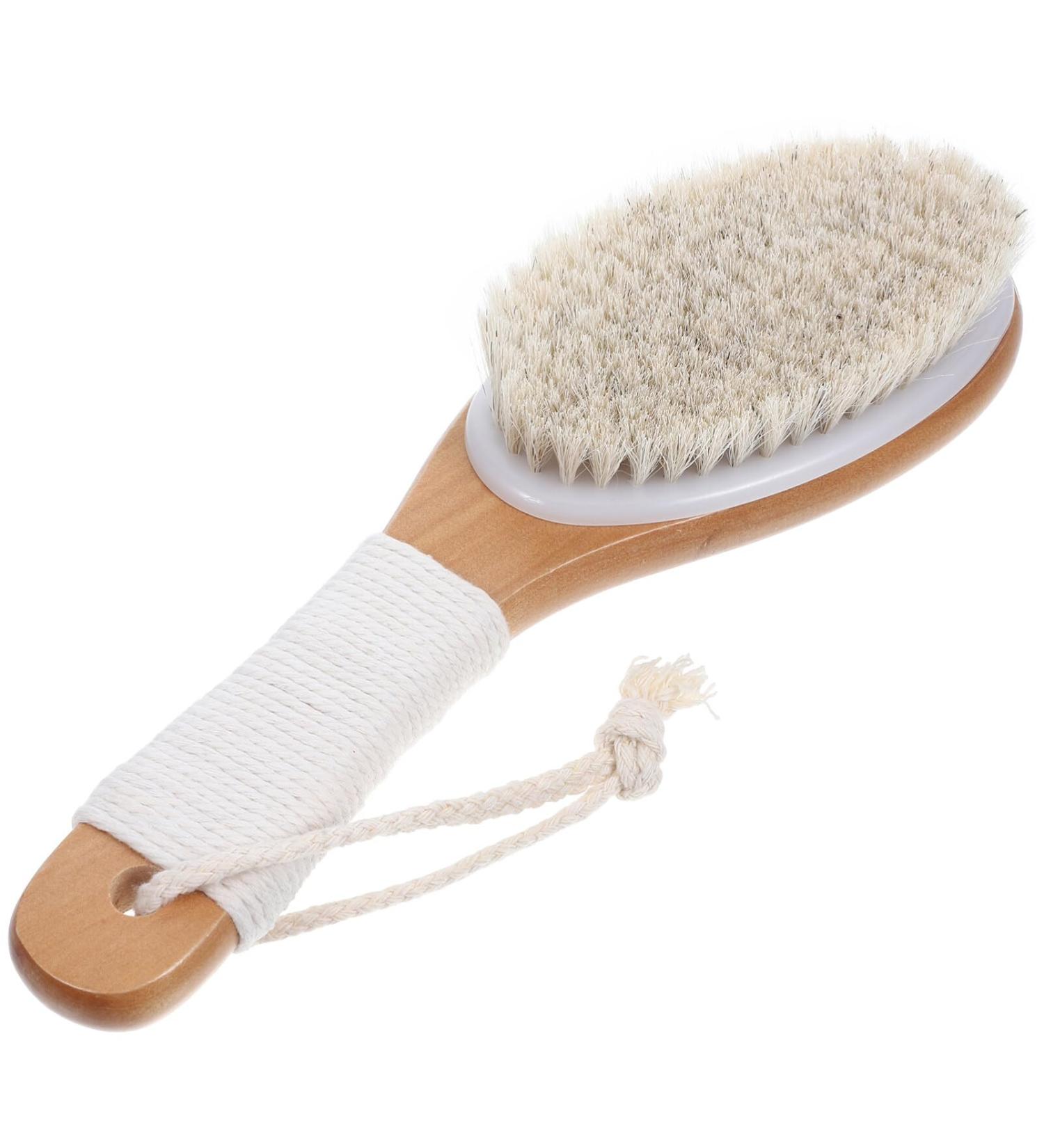 PATKAW Body Bathing Brush Horsehair Back Scrubber Bath Exfoliating Brush Bathroom Body Scrubber - Buy Online on GoSupps.com