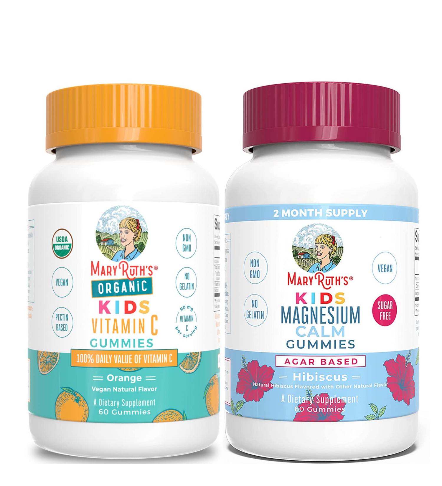 Organic Vitamin C & Magnesium Gummies Bundle for Kids by MaryRuth's | Immune Support & Overall Health | Stress Relief and Gut Health - Buy Online on GoSupps.com