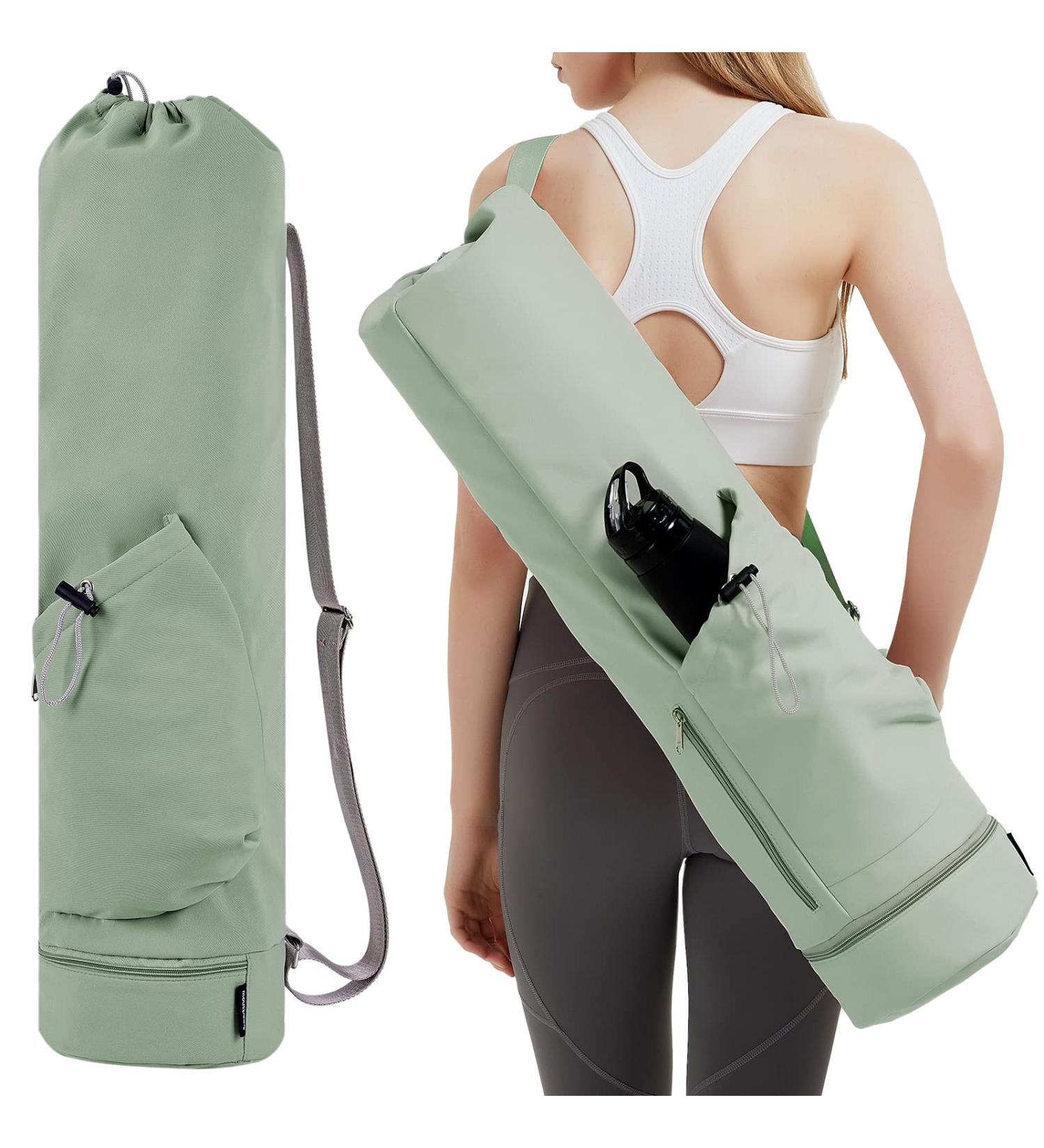 Sportsnew Yoga Mat Bag - Green | Water Bottle Pocket & Bottom Wet Pocket | Multi-Functional Exercise Mat Carrier - Buy Online on GoSupps.com