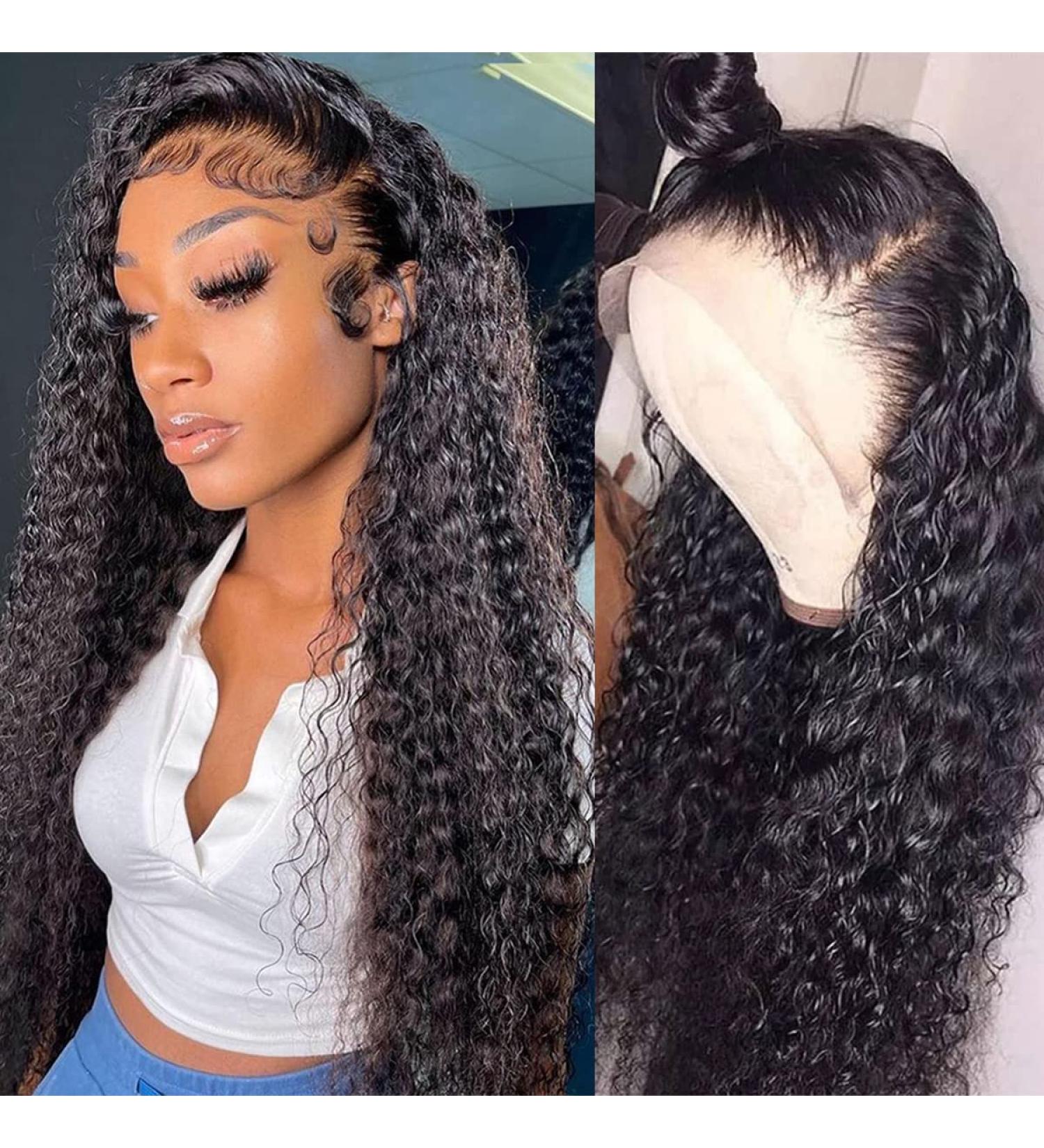 22 Inch Brazilian Wet and Wavy Lace Front Human Hair Wig for Black Women - 150% Density, Pre Plucked, Glueless Curly Frontal Wig - Buy Online on GoSupps.com