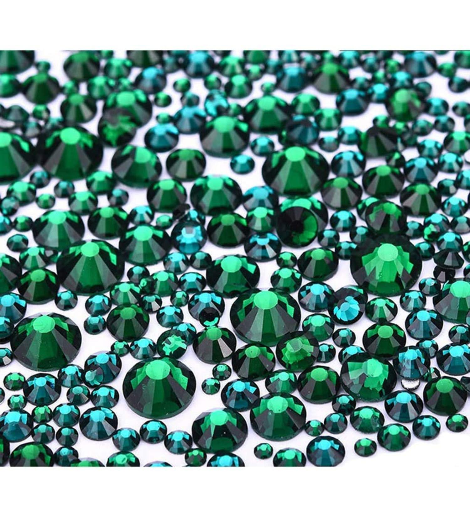 Jollin 3456pcs Flatback Rhinestones Glass Charms Diamantes Gems Stones for Nail Art 6 Size ss4 ss12 Dark Green - Buy Online on GoSupps.com