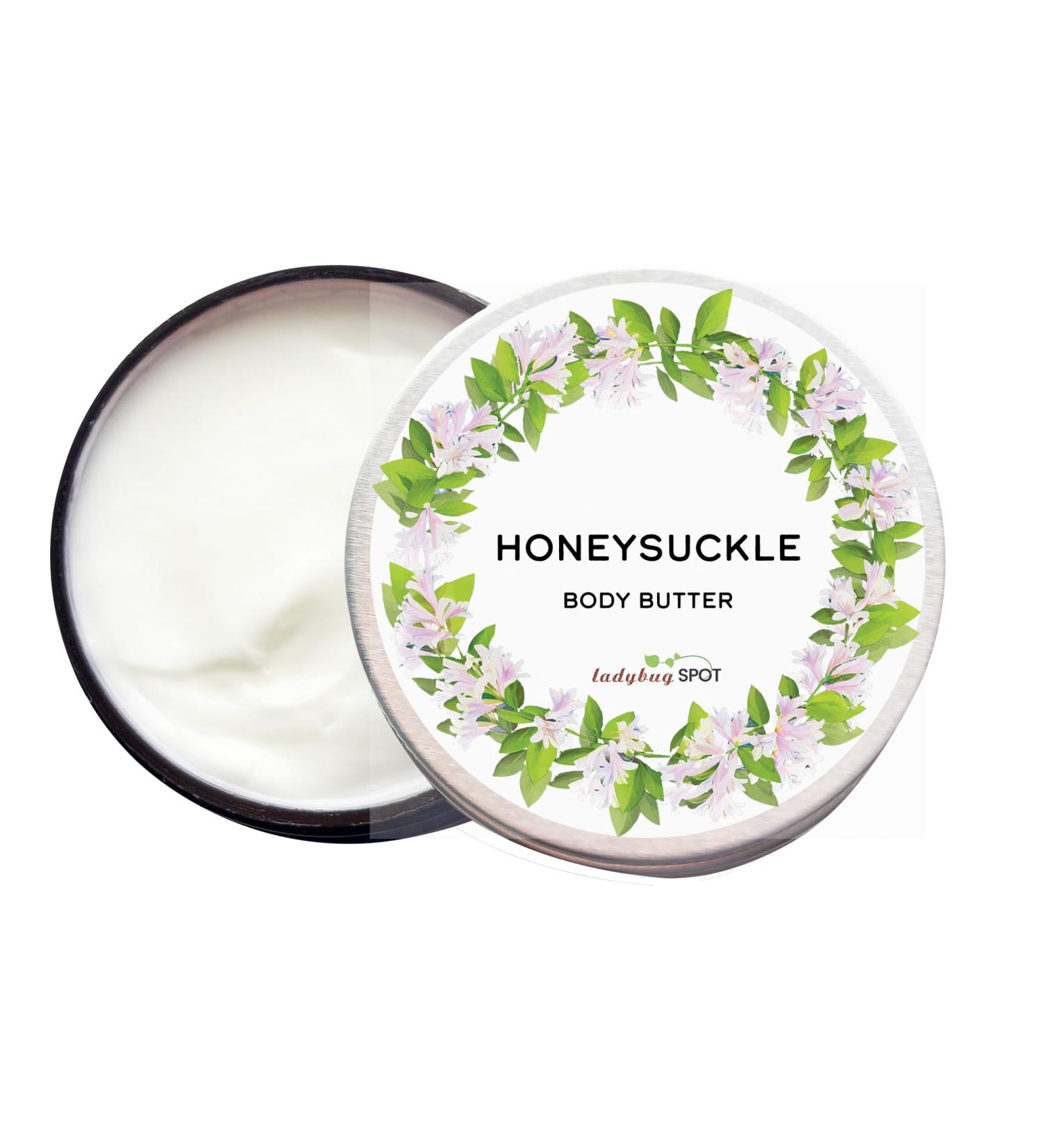 Honeysuckle Shea Body Butter | 2 oz Jar | 12% Shea Butter with Coconut Oil Hyaluronic Acid & Vitamins B5 & E | Non-Greasy Fast Absorbing Moisturizer