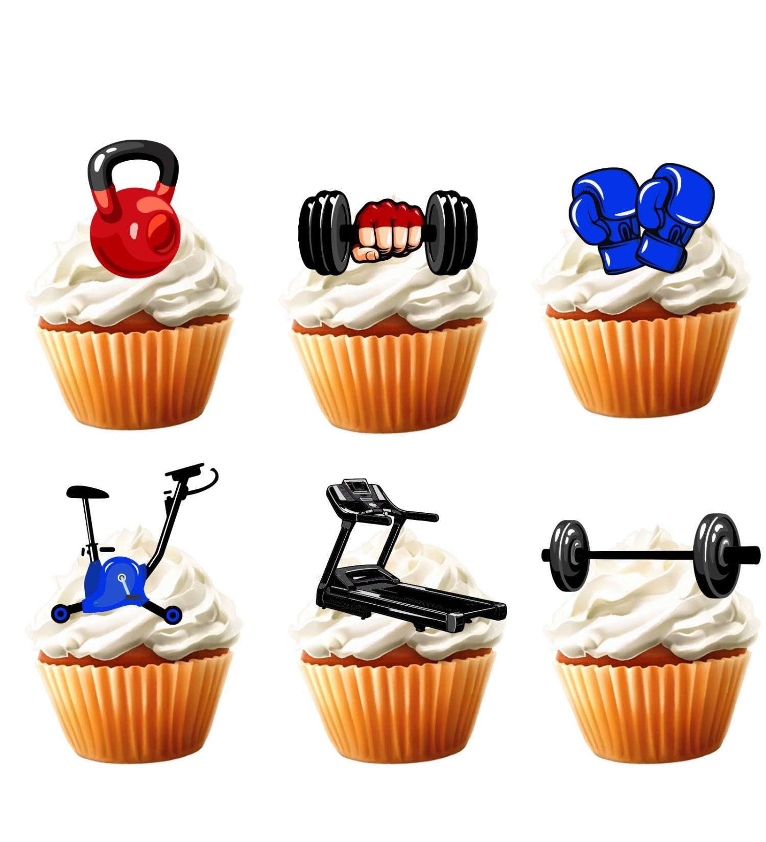 18pcs Gym Cupcake Toppers for Men Women Gym Happy Birthday Party Decorations Supplies Weightlifting Wrestling Bodybuilding Weight Lifting Sport Cake Decorations - Buy Online on GoSupps.com