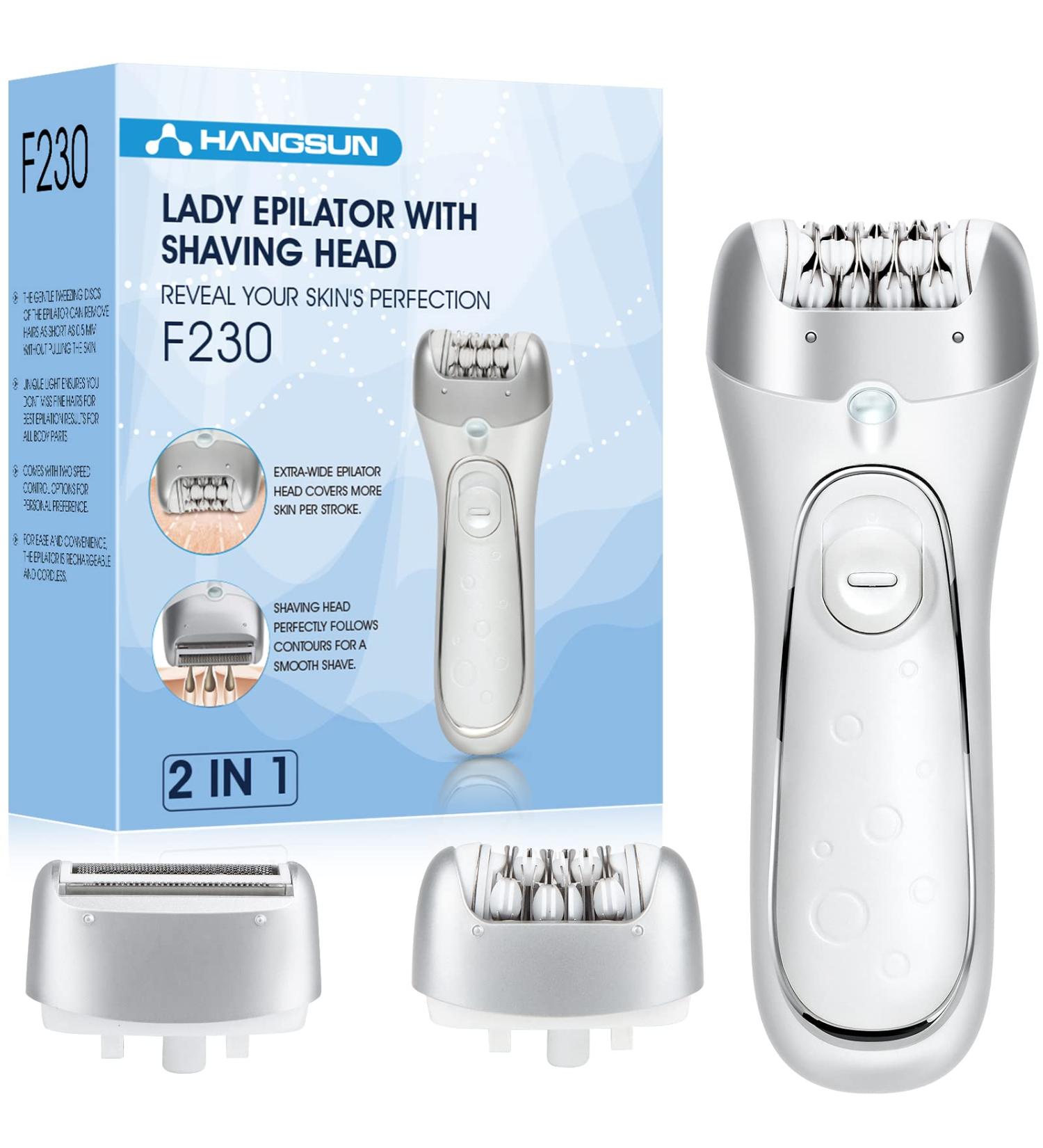 Hangsun 2 in 1 Cordless Epilator and Electric Lady Shaver F230 - Rechargeable Hair Removal Kit - Buy Online on GoSupps.com