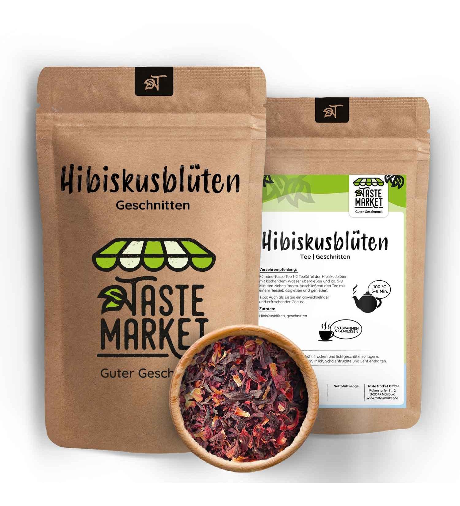  TASTE Guter Geschmack Pack of 10 hibiscus tea bags 500g - Hibiscus flower tea - Dried cut - 5kg - Mallow - Buy Online on GoSupps.com