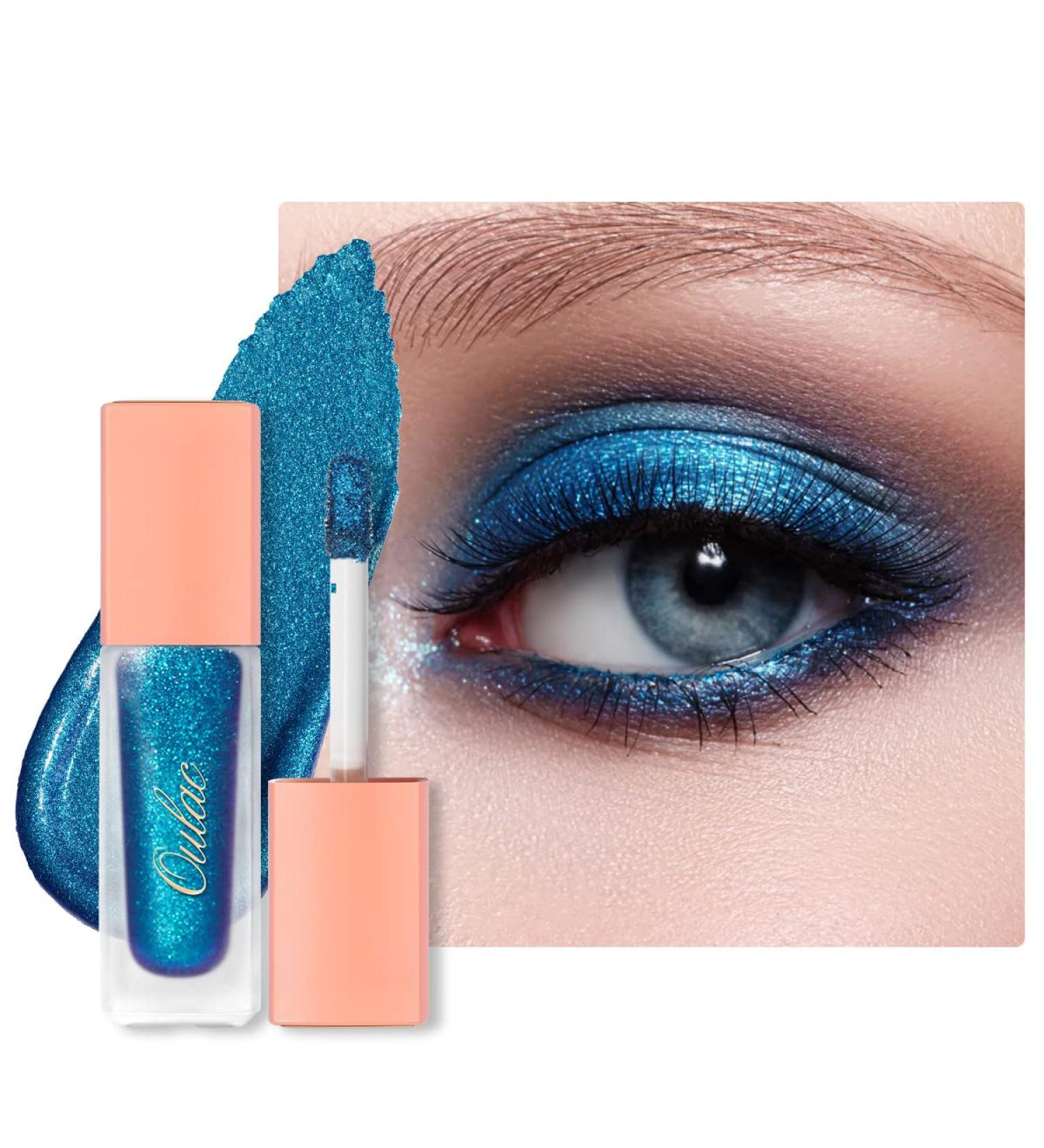Oulac Liquid Glitter Eyeshadow - Metallic Blue Eyeshadow Sparkly Blue Eyeliner Liquid Shimmer Eyeshadow & Eyeliner Blendable Eye Make-up Crease Resistant Vegan 5.4g Ocean Treasure (10) - Buy Online on GoSupps.com