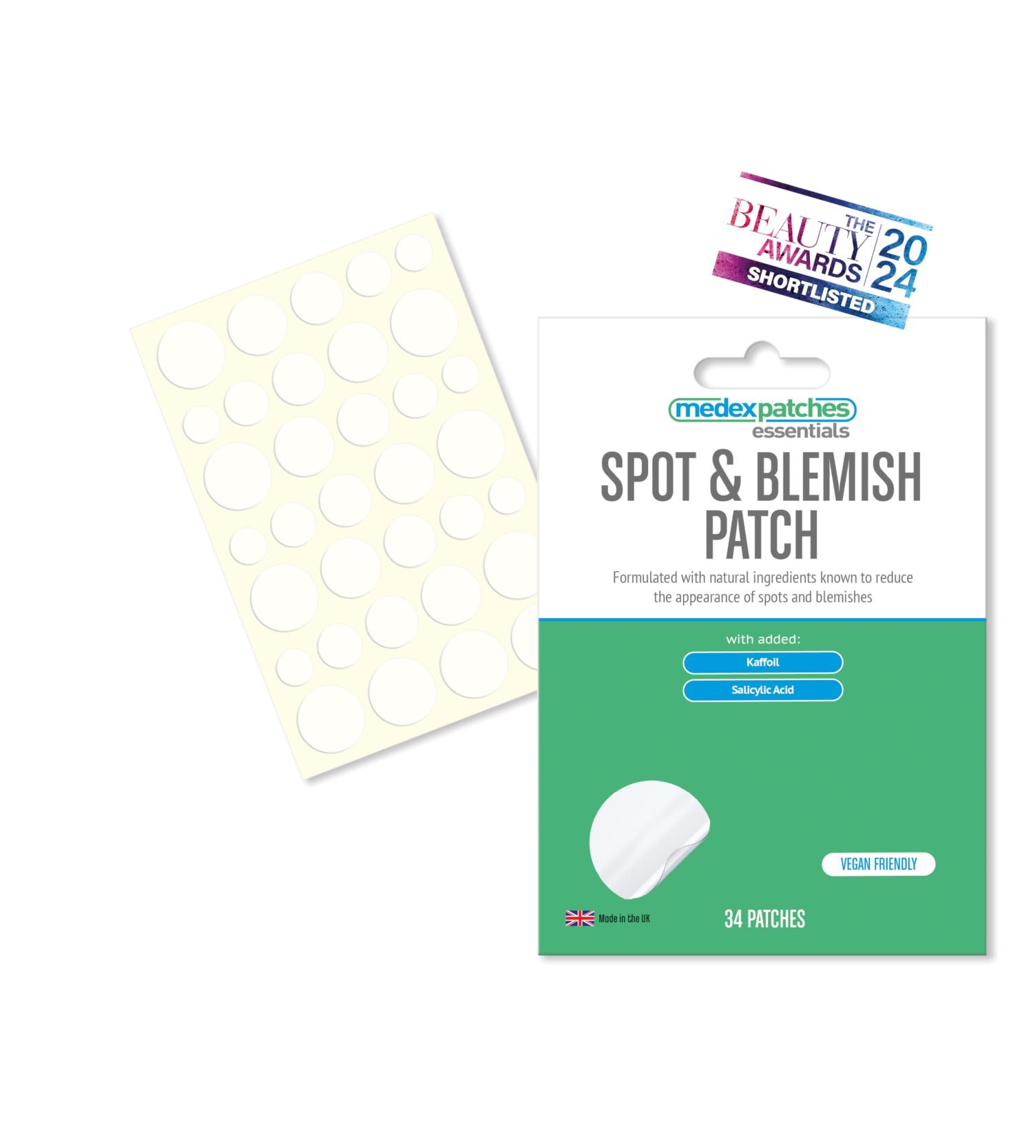 Medex Essentials Spot Patch & Blemish Face Patch with Salicylic Acid & Kaffoil Invisible Acne Patch Reduces The Appearance of Face Spots - Vegan Friendly Skincare - 34 Patches - Buy Online on GoSupps.com