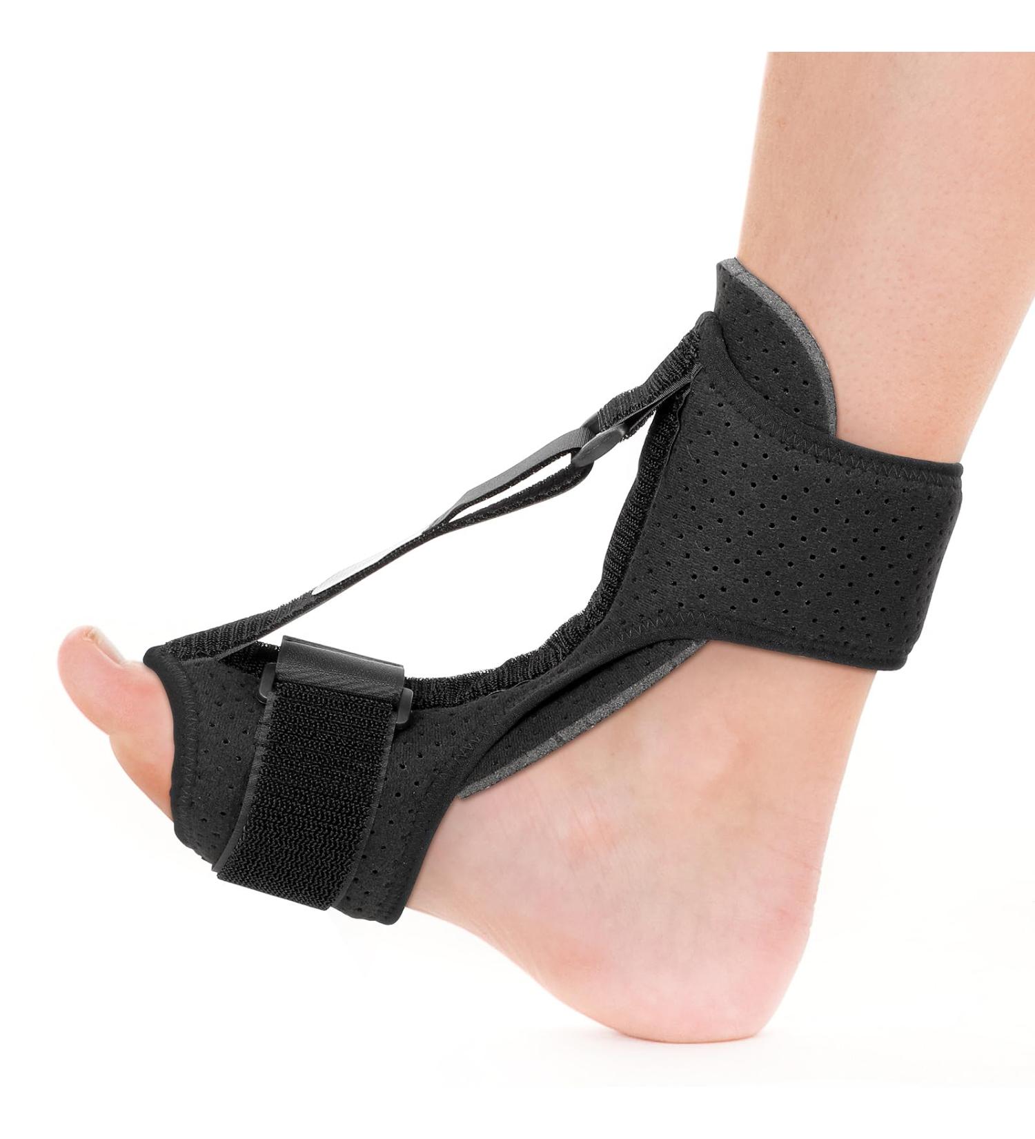 Adjustable Drop Foot Support & Plantar Sling Sleep Sock - Night Splint for Comfortable Sleeping - 40x26cm Black - Buy Online on GoSupps.com