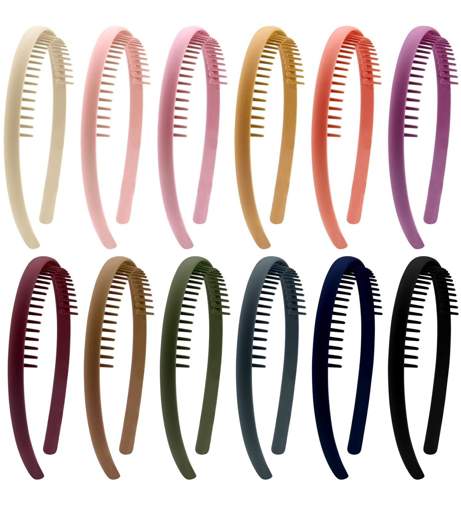 Duufin 12 Pieces Plastic Teeth Headbands for Girls and Women - Non Slip Hair Accessories in 12 Colors - Buy Online on GoSupps.com