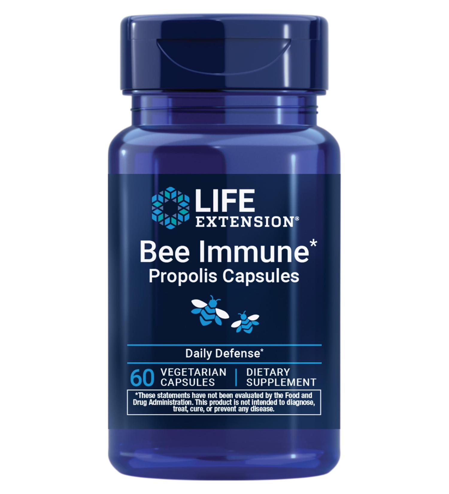 Life Extension Bee Immune Propolis Capsules Immune Support Respiratory Health bee Propolis Gluten-Free Non-GMO Vegetarian 60 Capsules - Buy Online on GoSupps.com