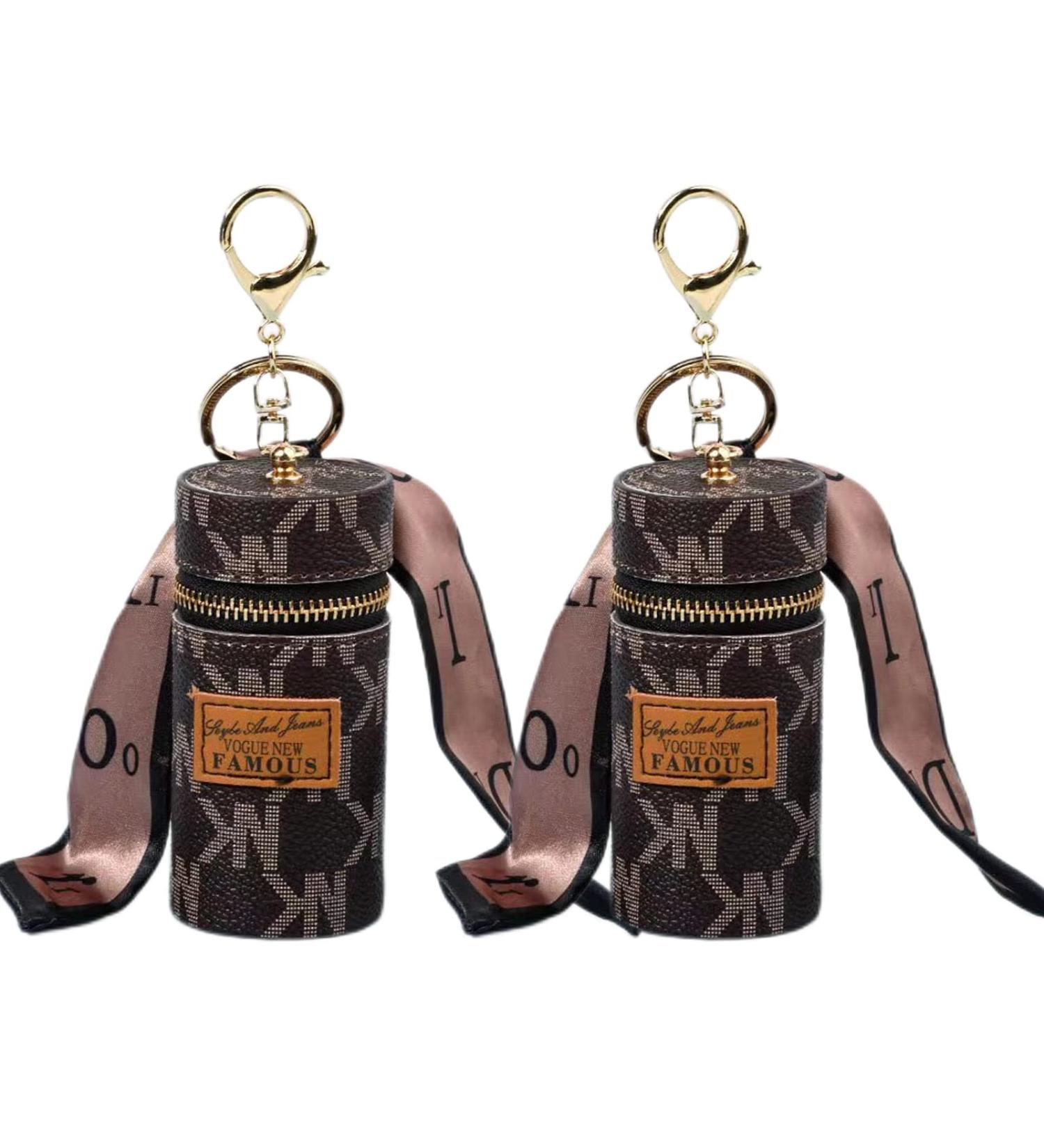 Voitead 2Pcs Luxury PU Leather Lipstick Organizer with Keychain - Travel Lip Gloss Makeup Storage Case for Purse, Perfume, Fingernail Polish, Car Key - Classic Design - Buy Online on GoSupps.com