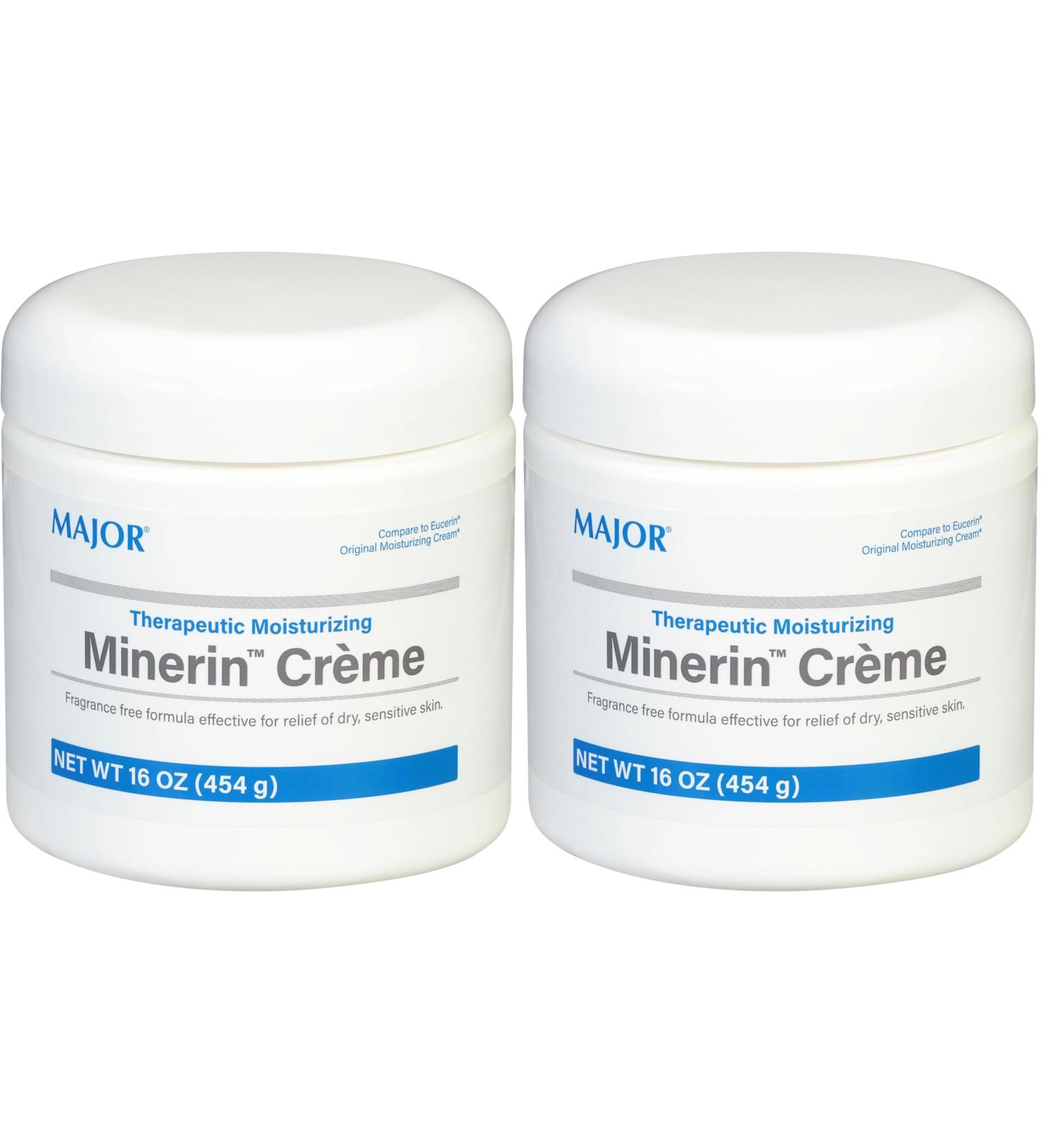 MAJOR Therapeutic Moisturizing Minerin Cr me - Body Cream Moisturizer for Dry Skin - Fragrance-Free - 16 Oz. (Pack of 2)