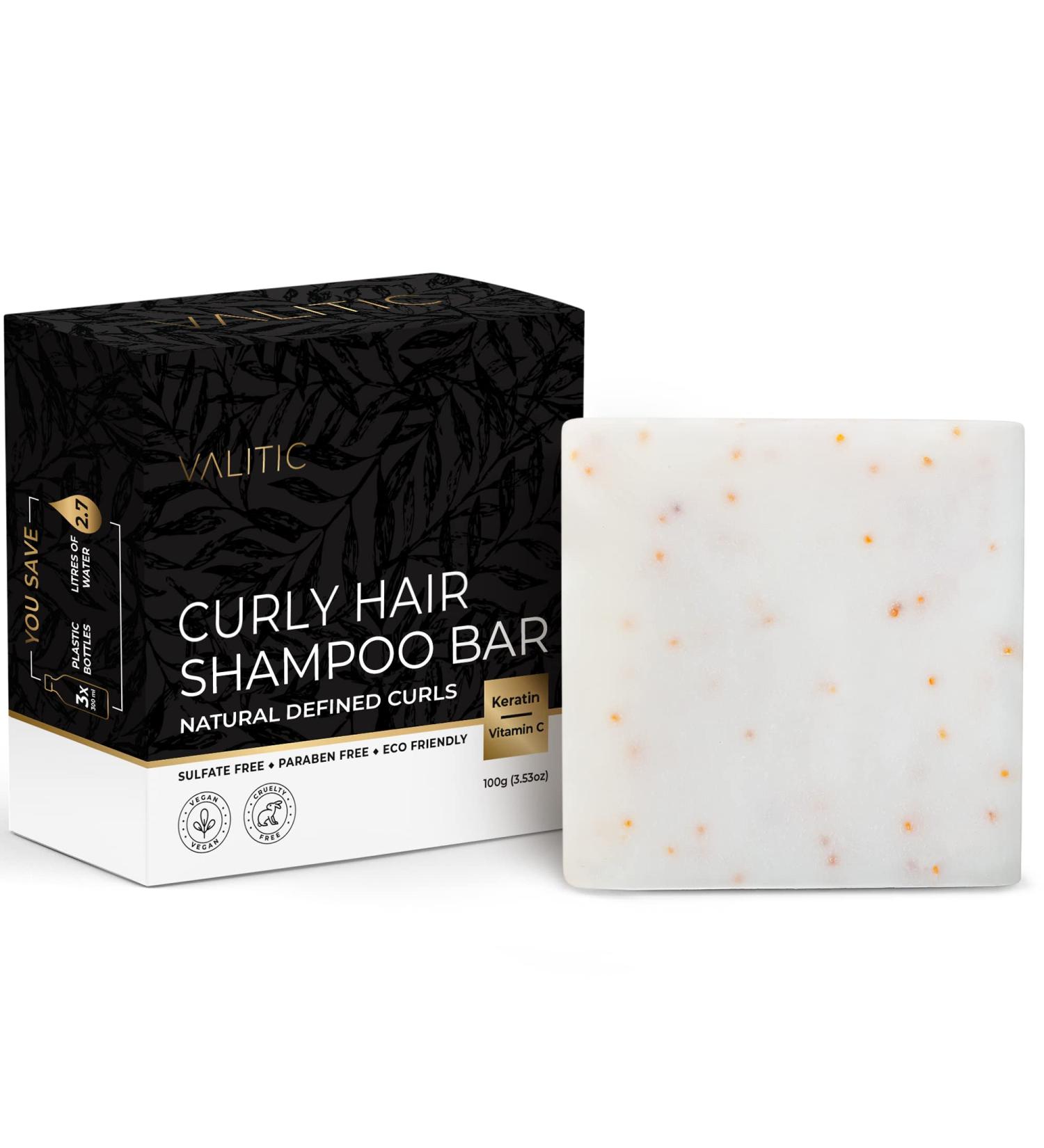 VALITIC Curl Defining Shampoo Bar - Vegan Eco-Friendly Shampoo for Frizzy Curly Hair with Vitamin C & Keratin - Buy Online on GoSupps.com