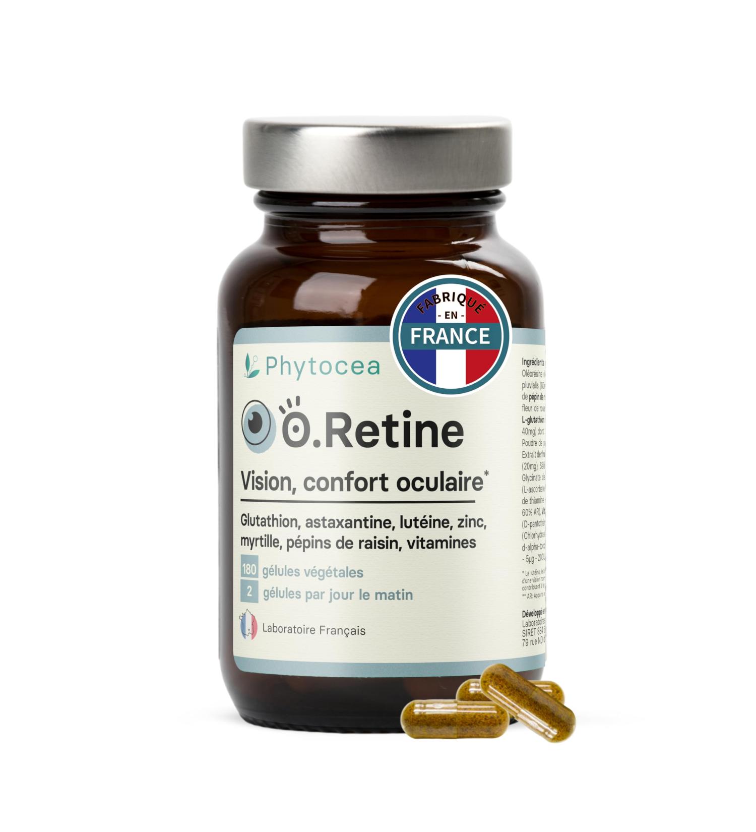  Phytocea O.Retine | Dietary Supplement for Visual Comfort & Night Vision | Lutein Glutathione Vitamins | Antioxidants for Dry and Irritated Eyes | 180 Capsules | Made in France - Buy Online on GoSupps.com