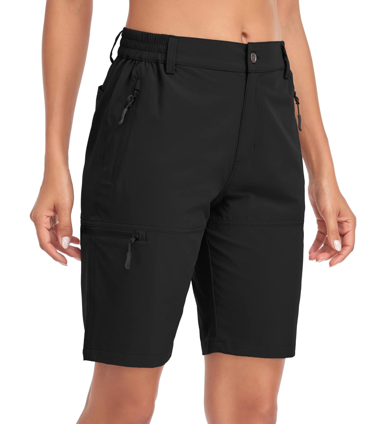 Nomolen Women's 10 Hiking Shorts - Quick Dry Lightweight Cargo Shorts for Outdoor Activities - Black (Large) - Buy Online on GoSupps.com