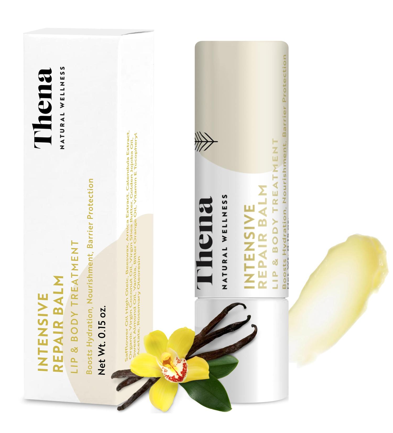 Thena Intensive Repair Balm - 100% Natural Dry Skin Treatment for Lips & Cuticles - Travel Size Vanilla (0.15 oz - Buy Online on GoSupps.com