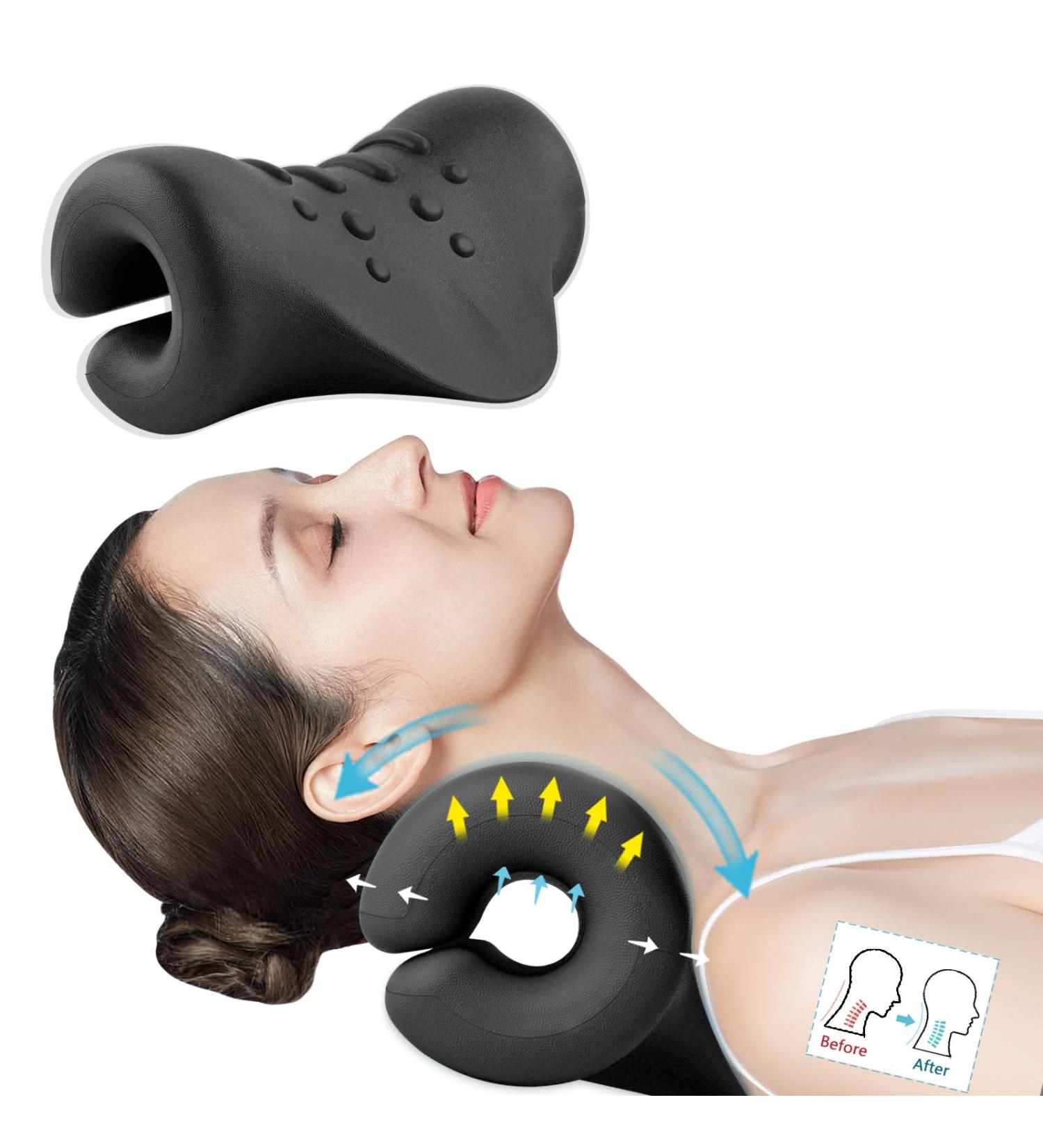 BLABOK Neck Stretcher - Relieve Neck Pain & Align Cervical Spine | Black Neck Saver for Ultimate Comfort - Buy Online on GoSupps.com