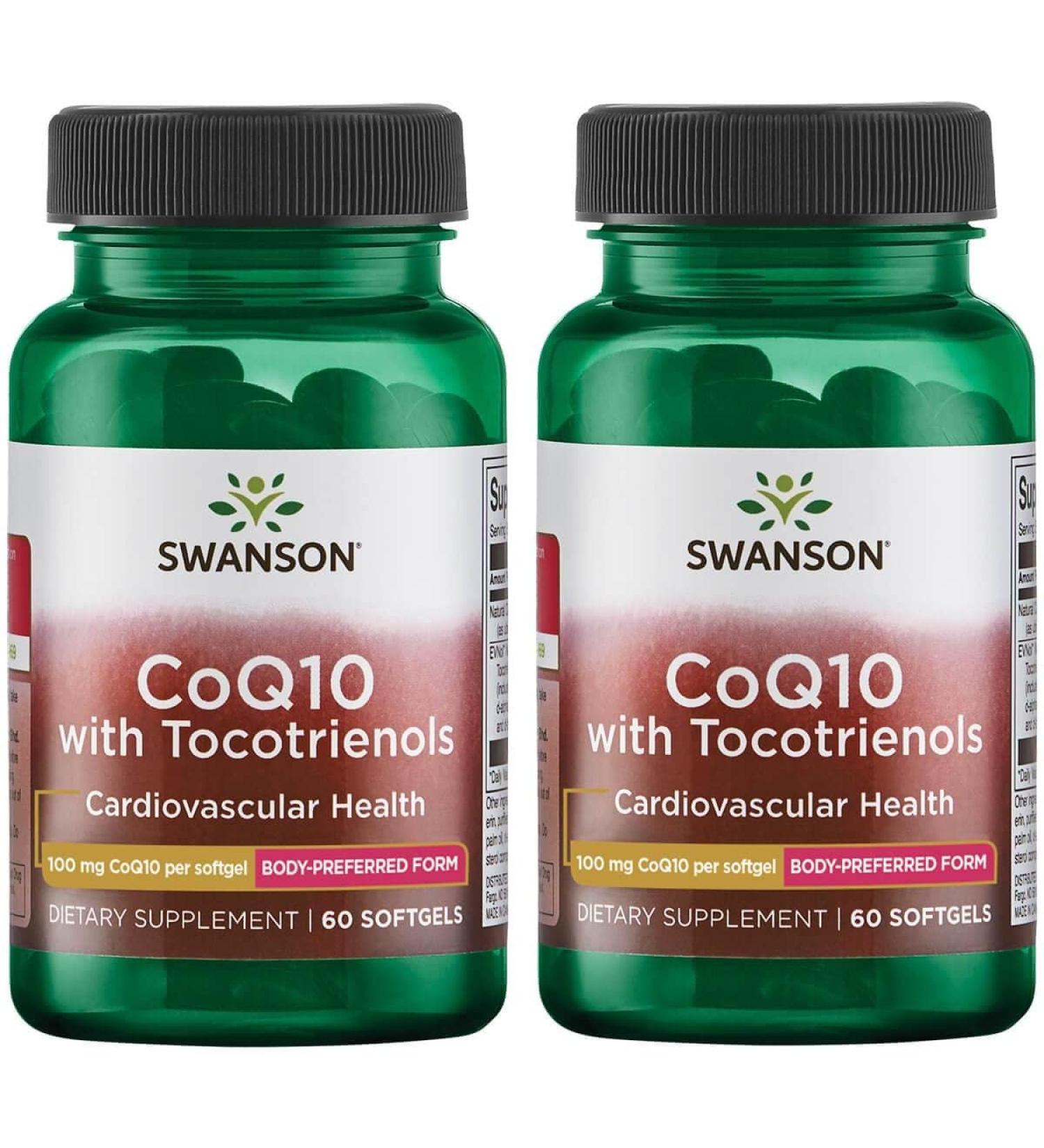 Swanson CoQ10 100mg with Tocotrienols 10mg - 60 Softgels (2 Pack) | Premium Heart Health Supplement - Buy Online on GoSupps.com