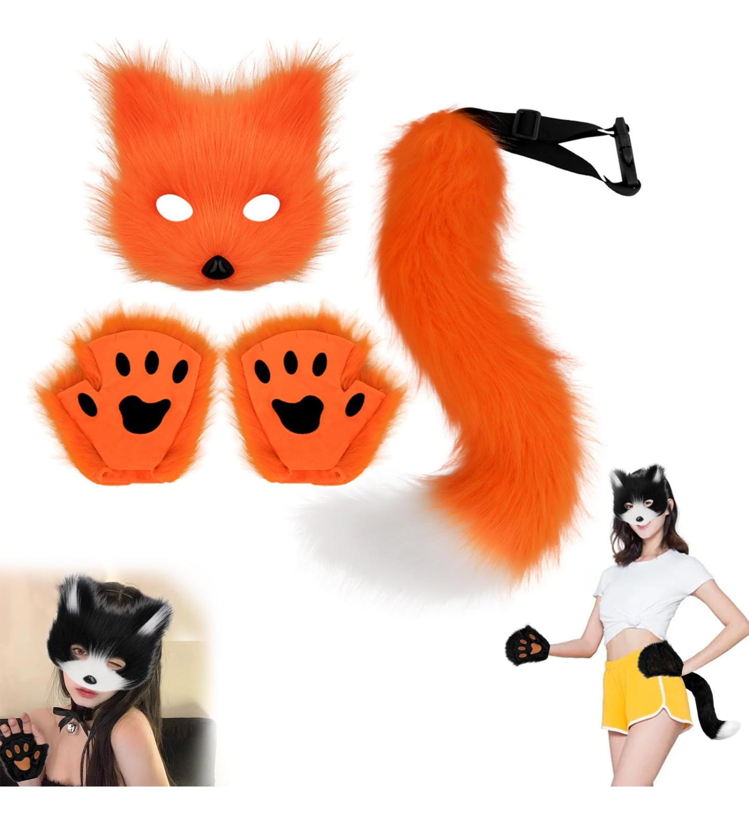 Cat Mask and Therian Tail Set Furry Fox Mask Furry Fox Set Furry Mask Fox Mask Mask Fox Costume Cosplay Costume Fox Costume Halloween Mask Tail and Furry Claws Plush Mask Fluffy Claw Gloves - Buy Online on GoSupps.com