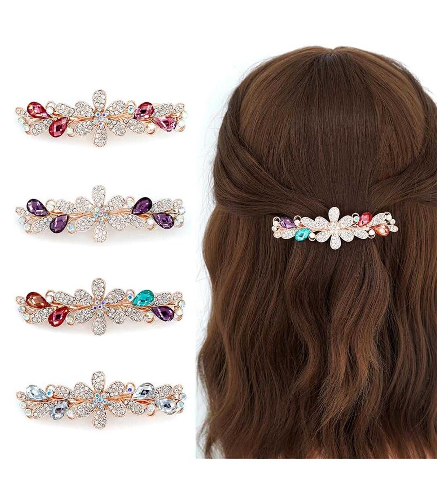 JYTDBCS Flower Hair Clip Pin Crystal Hair Barrettes Sparkly Barrettes Pin Makeup Hair Clips Glitter Hair Clips Accessories for Women Girl. - Buy Online on GoSupps.com
