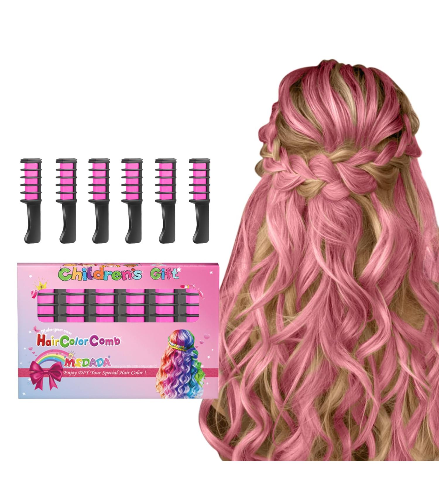 Buy 6 Pieces Pink Hair Chalk Comb - Vibrant Color Easy Application Fast International Shipping - Buy Online on GoSupps.com