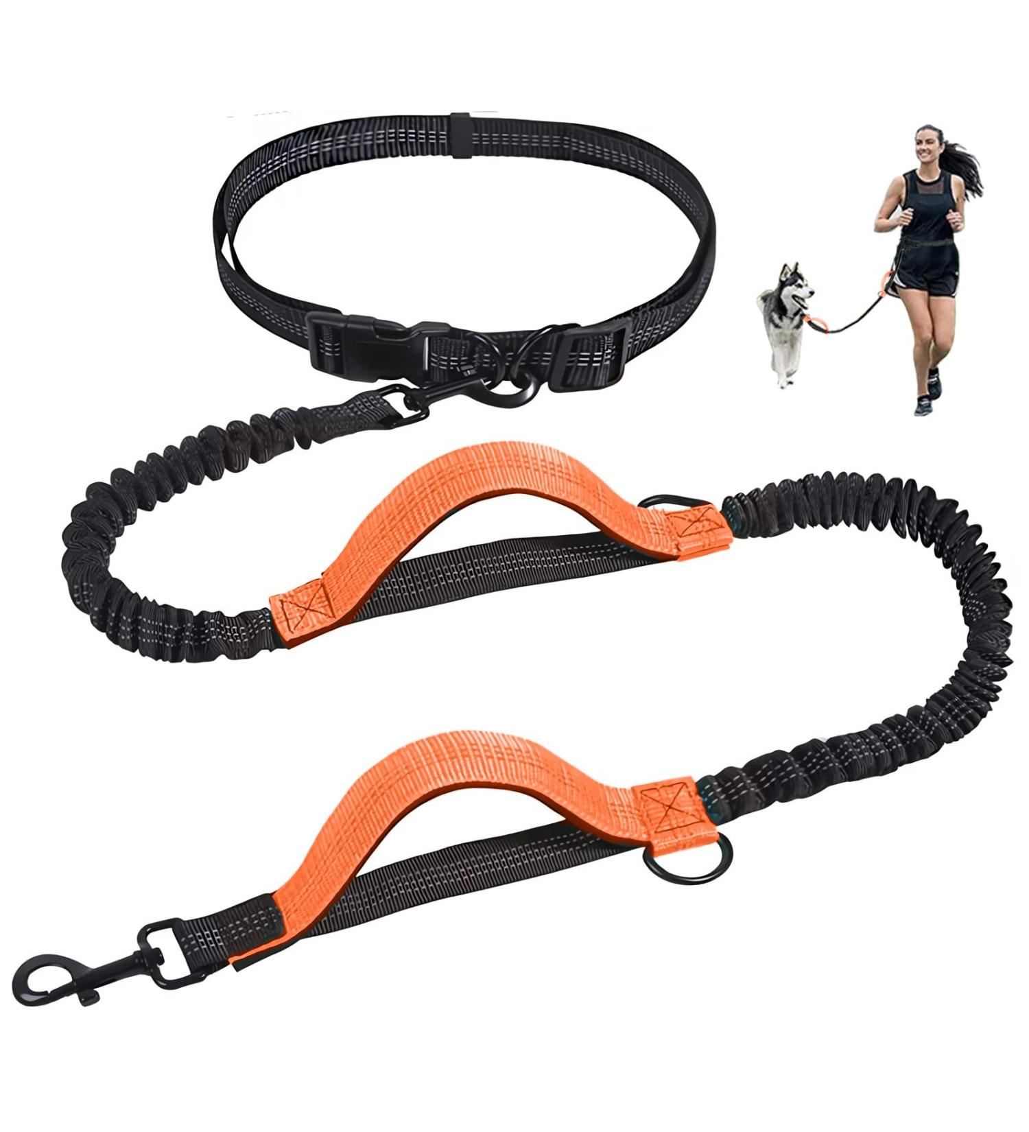 Unipampa Jogging Dog Leash - Hands-Free Reflective Double Handle - Perfect for Small & Medium Dogs - 120-170 cm - Orange - Buy Online on GoSupps.com