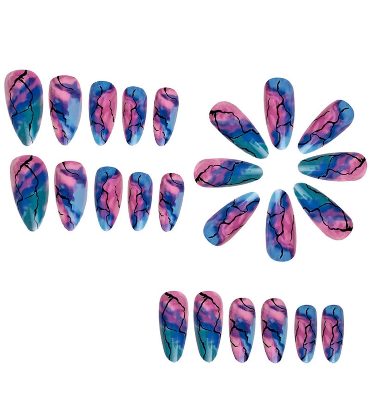 Wearable nail European and American almond nail pieces ins style color smudged marble almond nail pieces into fake nail patches 1 count (Pack of 1) - Buy Online on GoSupps.com