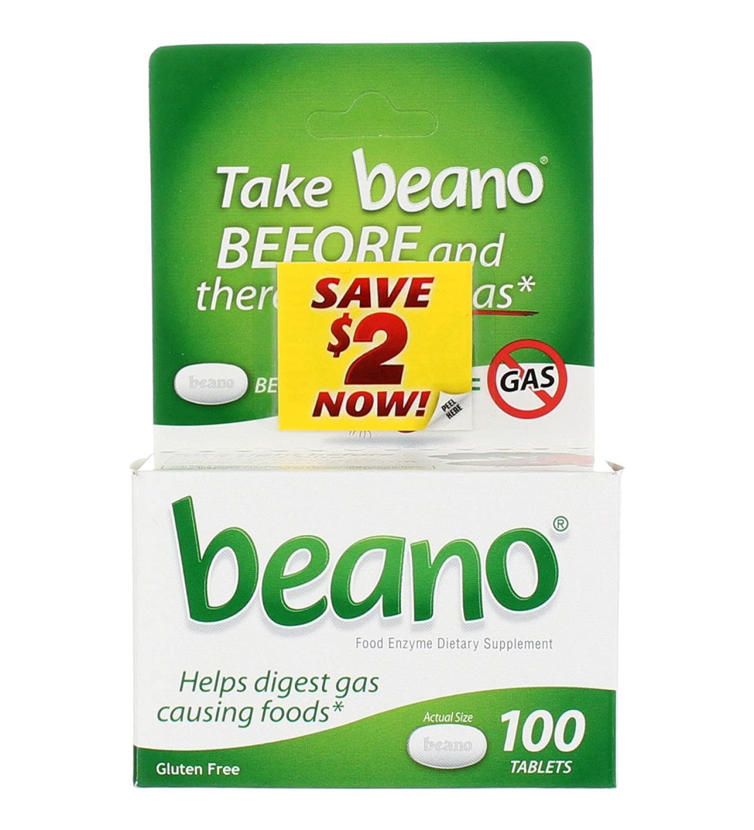 Beano Food Enzyme Dietary Supplement Tablets - 100 ct Pack of 6 - Buy Online on GoSupps.com