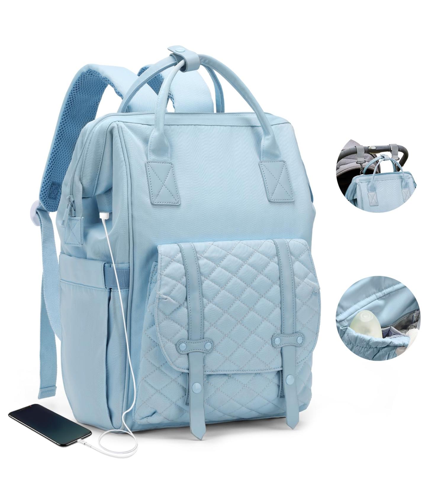 Large Waterproof Baby Diaper Backpack - Multifunctional A5 Blue Bag for Moms & Dads | Ideal for Travel - Buy Online on GoSupps.com