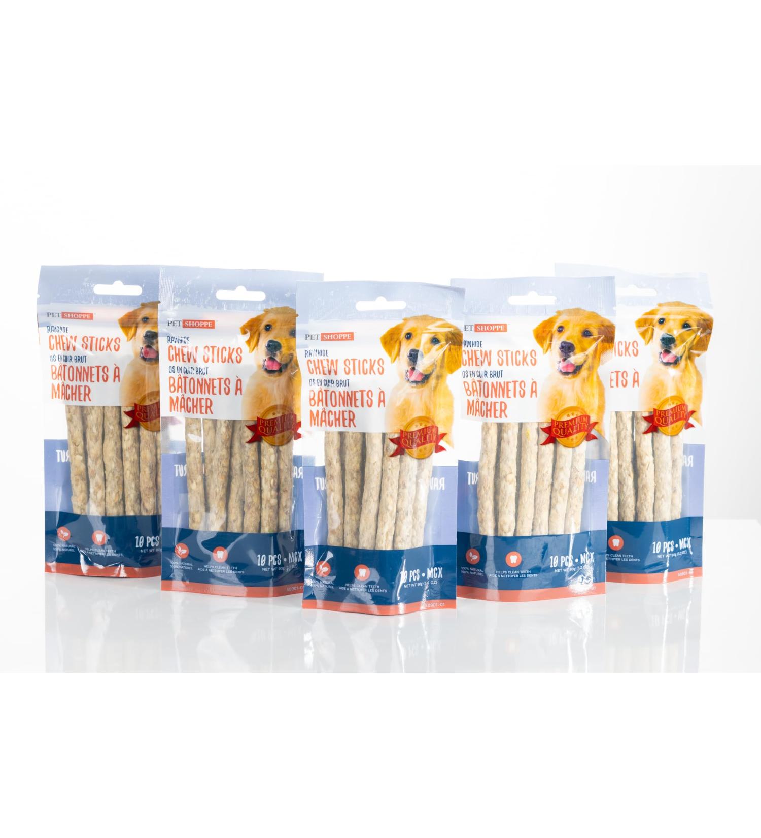 Pet Shoppe 5 Packs Rawhide Chew Sticks Rice Starch 100% Natural Treats Supports Dental Puppy and Small Dogs Unflavored3 8 count (Pack of 5) - Buy Online on GoSupps.com