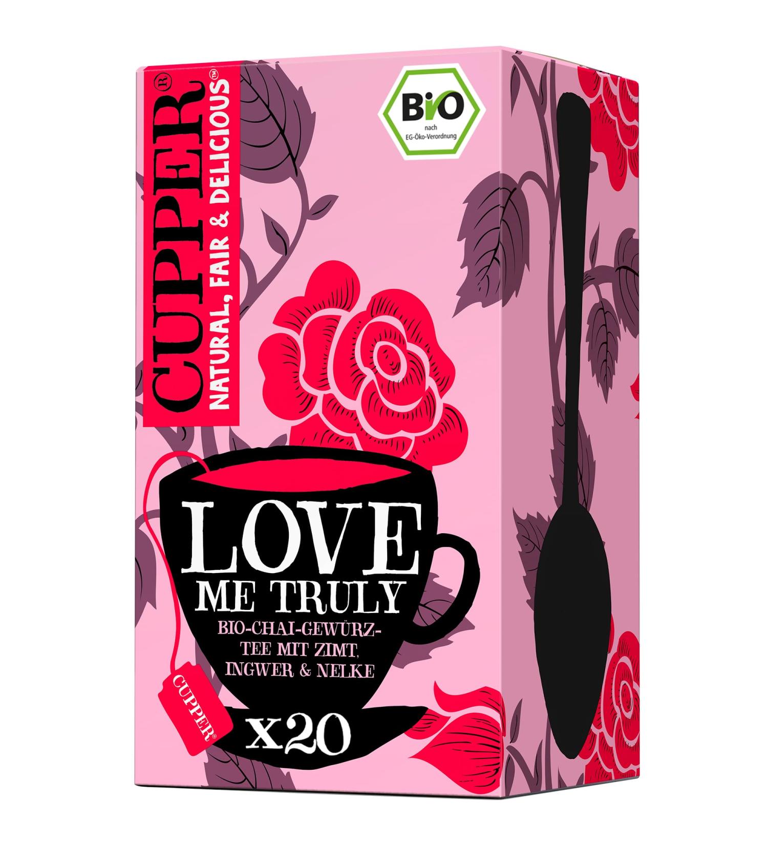 Cupper Bio Chai Spice Tea Love Me Truly - 20 Fair Trade Eco-Friendly Tea Bags for Delicious Chai Experience - Buy Online on GoSupps.com
