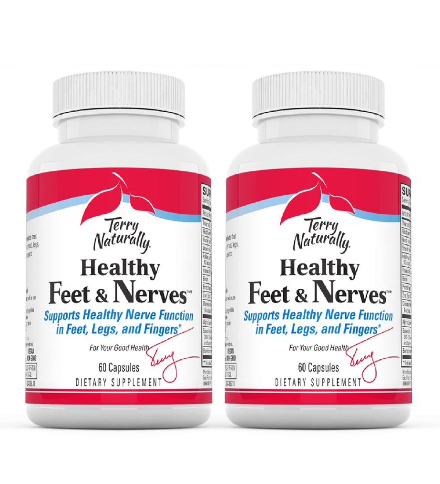 Terry Naturally Healthy Feet & Nerves Supplement - 60 Vegan Capsules (Pack of 2) - Nerve Function Support with B Vitamins & Boswellia - Non-GMO & Gluten Free - Buy Online on GoSupps.com