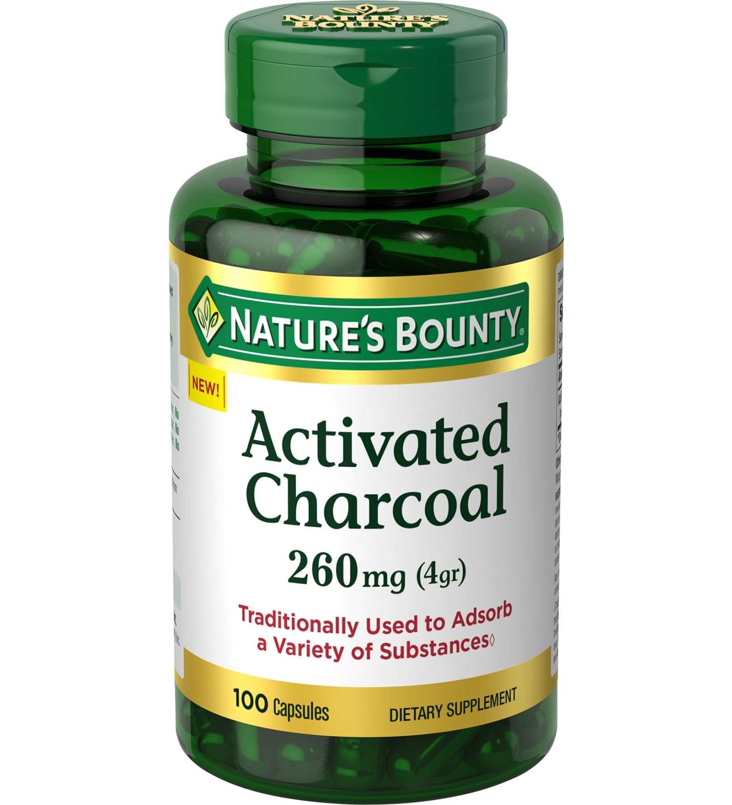 Nature's Bounty Activated Charcoal 260mg - 100 Capsules | Dietary Supplement - Buy Online on GoSupps.com
