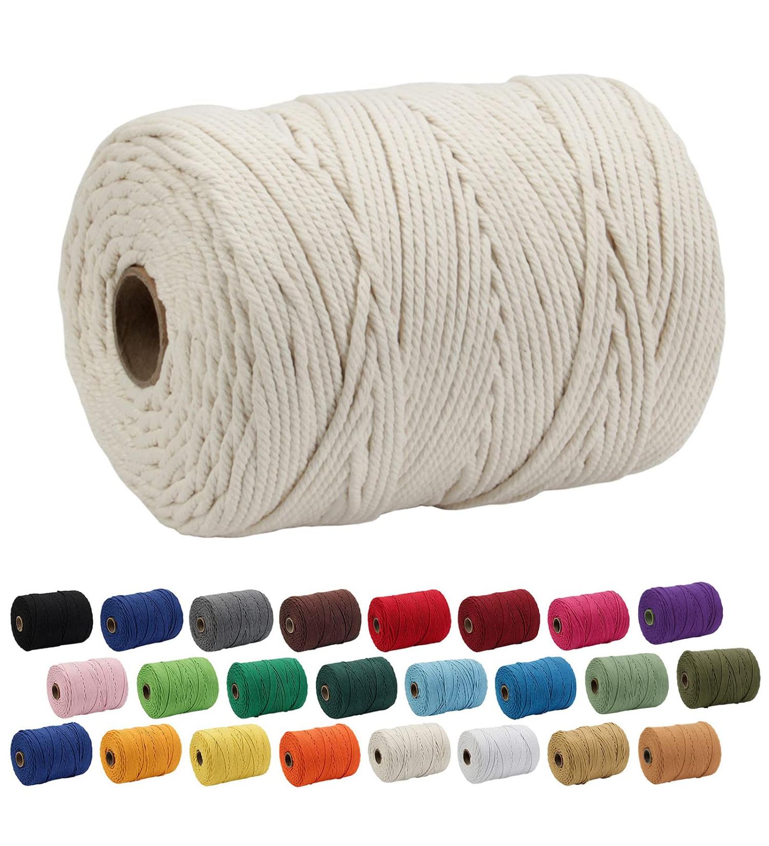 4mm x 328 yd Macrame Cord - 100% Natural Cotton Soft Rope for Plant Hanger & Wall Hanging - Beige Yellow - Buy Online on GoSupps.com