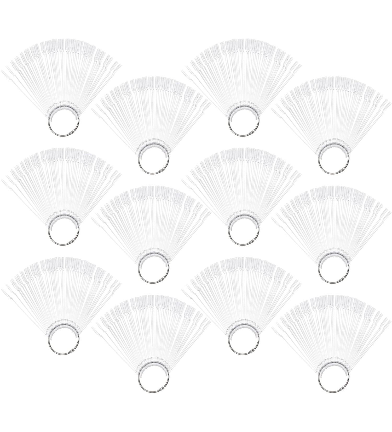 Hedume 12 Set Clear Nail Swatches Sticks - 600 Tips with Split Ring Holder | Transparent Fan-shaped Nail Art Tips for Display and DIY - Buy Online on GoSupps.com