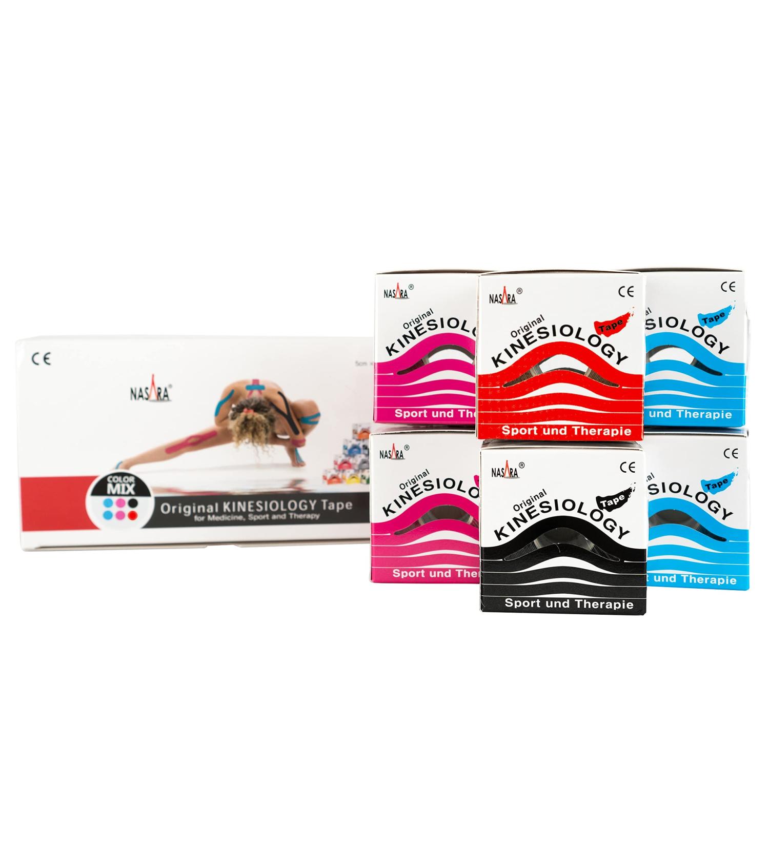 Nasara Original Kinesiology Tape - Box of 6 - 5cm x 5m - Red - Ideal for Sports & Medical Use | International Shipping - Buy Online on GoSupps.com