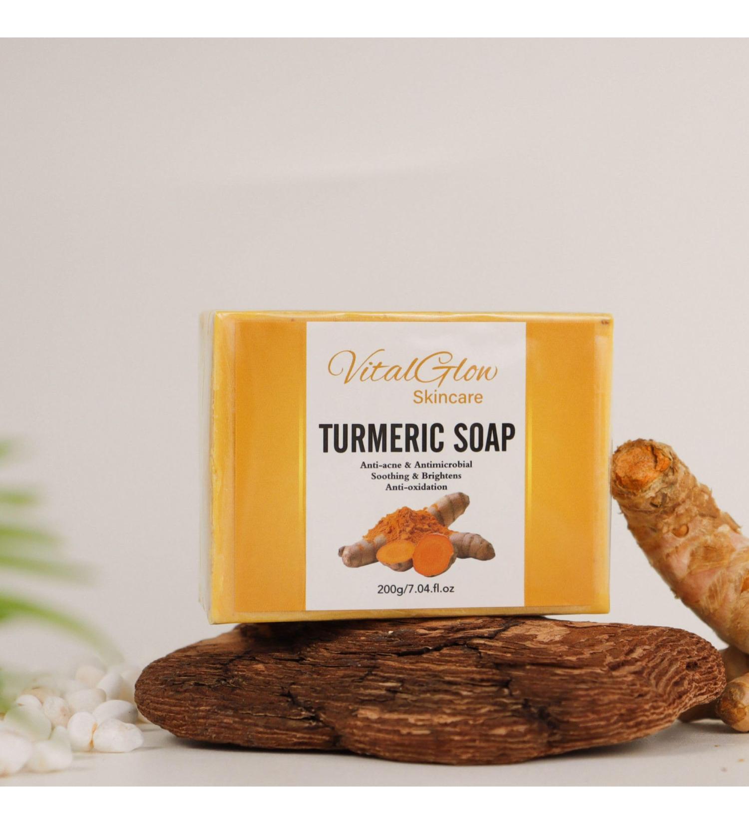 Turmeric Soap Bar - Vegan Plant-Based Natural Cleansing for All Skin Types | 7.04 oz Yellow Soap for Face & Body | Pack of 1 - Buy Online on GoSupps.com