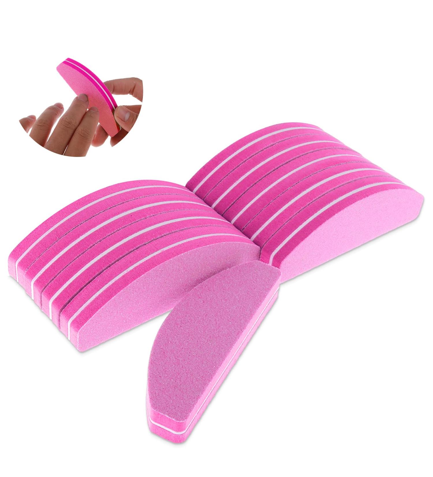 10 Pieces Professional Nail File Set - 100/180 Grit Washable Double-Sided Buffer for Gel Nails - Perfect for Nail Studio & Home Use (Pink) - Buy Online on GoSupps.com