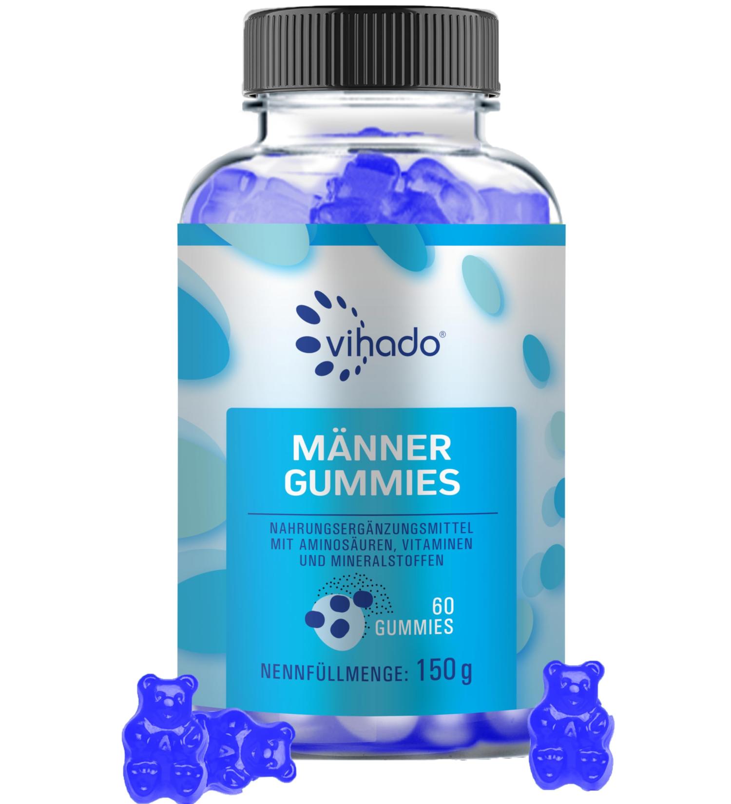 Vihado Men Gummies - Extra Strong Formula with L-Arginine L-Glutathione & L-Glutamine - 60 High-Dose Gummies for Optimal Health - Buy Online on GoSupps.com