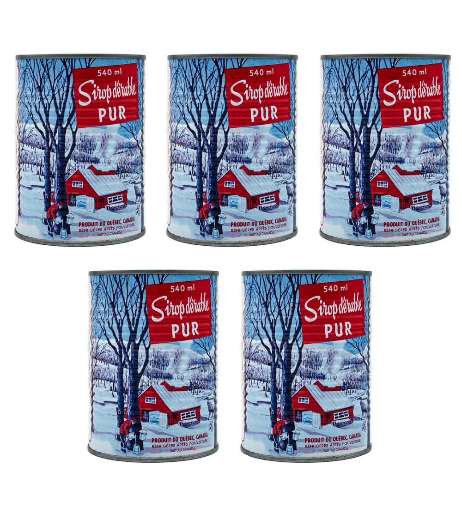 Pack of 5 canned amber maple syrup from Quebec - 100% pure - 540ml cane x 5 units - Buy Online on GoSupps.com