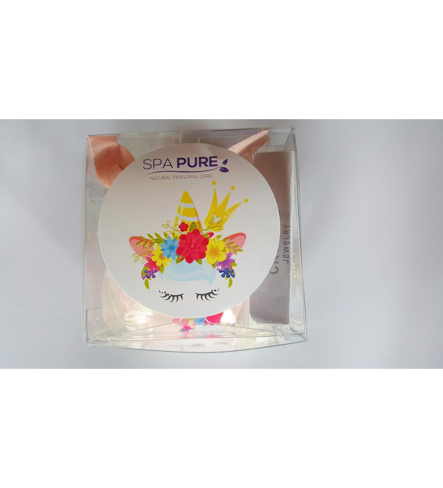 Spa Girl/Spa Pure Unicorn Bath Bomb Gift Set with Surprise Necklace inside  PINK  Gift Idea  Back to School  Necklace/Pendant  Gold tone alloy/enamel (Pink)