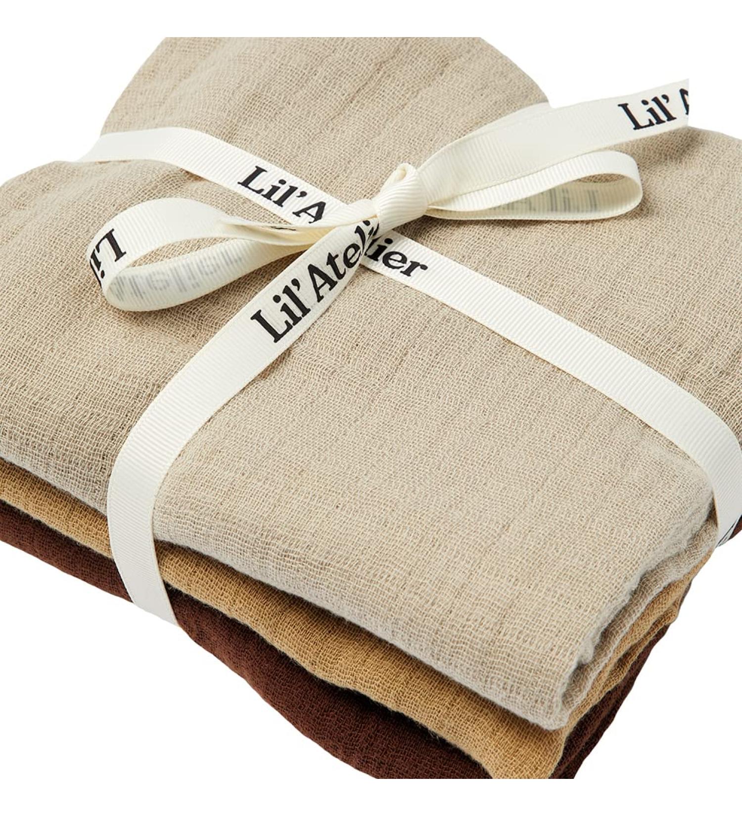 Lil' Atelier 3-Pack Burp Cloths - Stylish & Absorbent One Size in Lark | International Shipping Available - Buy Online on GoSupps.com