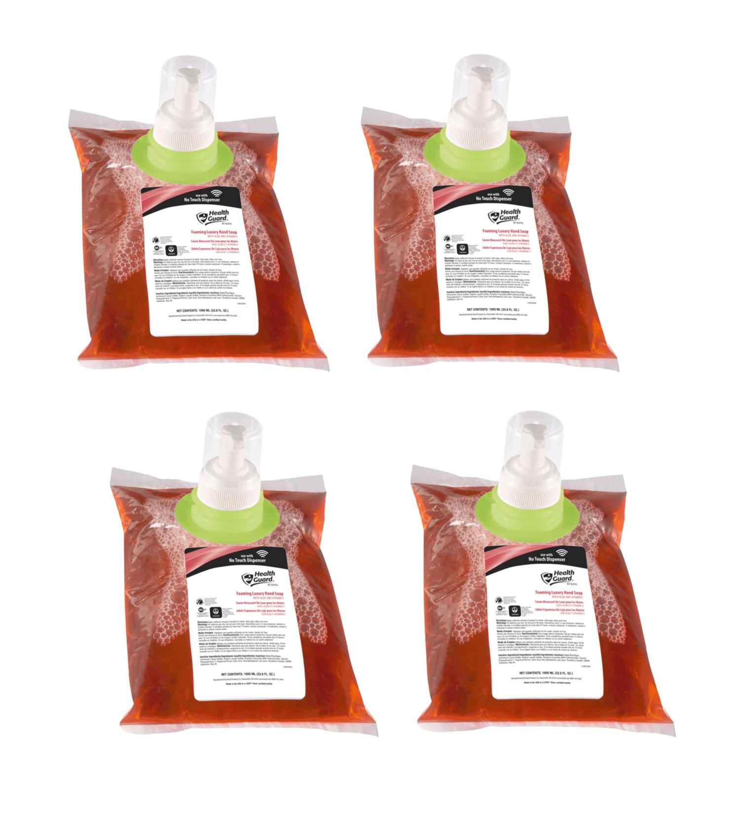 Health Guard 69044 Foaming Luxury Hand Soap 4/1000 mL Refill Bags Pink with Tropical Fragrance (Pack of 4) - Buy Online on GoSupps.com