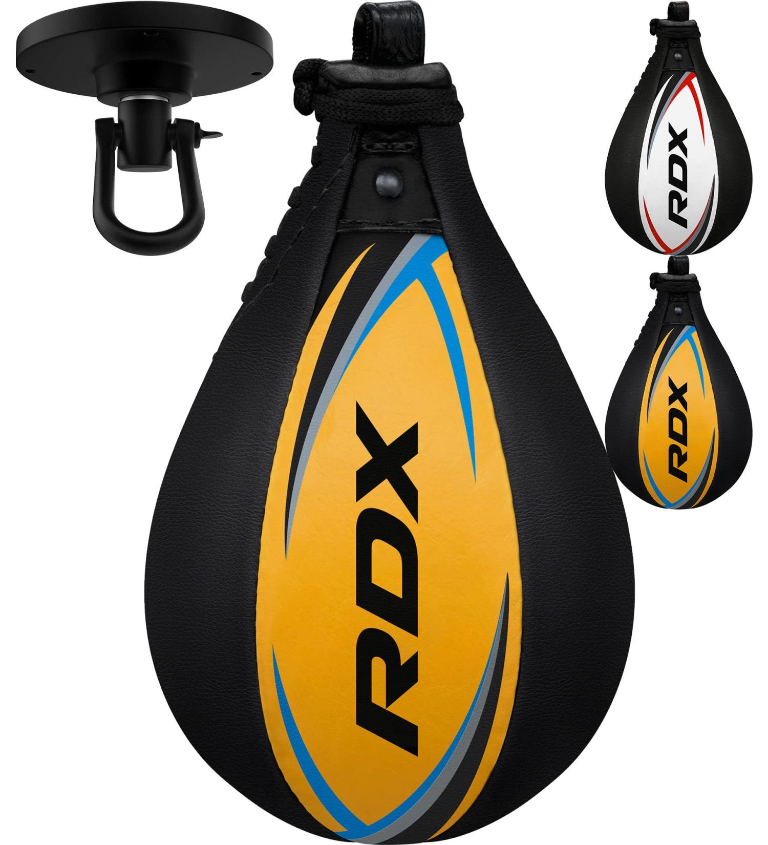 RDX Speed Bag Boxing Ball Kit | Genuine Leather Dodge Striking Set | Heavy Duty Swivel Mount for MMA Muay Thai Punching Fitness Workout | Martial Arts Training Home Gym Equipment Speedball Yellow - Buy Online on GoSupps.com