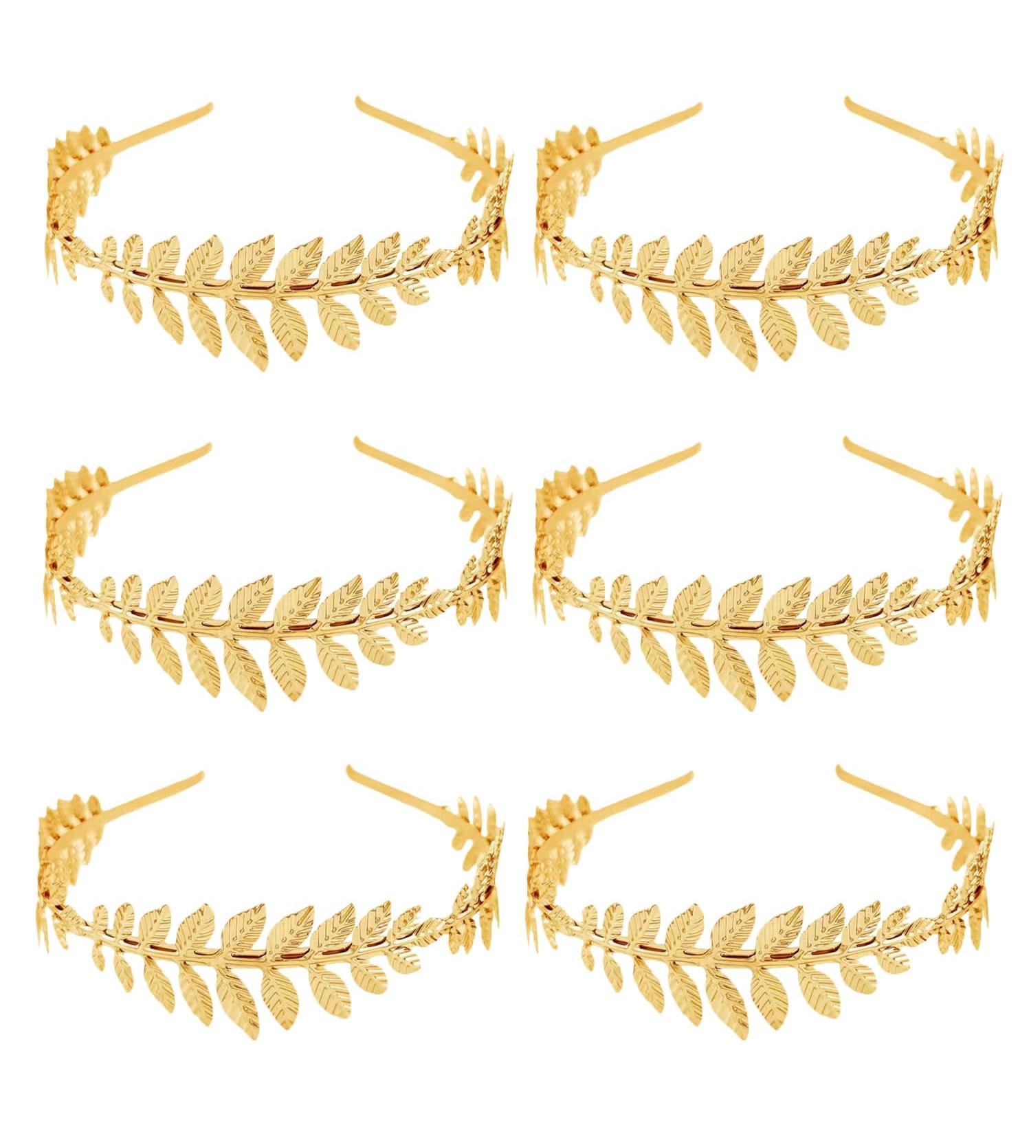 Miaija 6Pieces Gold Leaf Headband Greek Goddess Headpiece Band Crown of Leaves Christmas Party Photo Prop for Halloween Girls Women Hair Accessories - Buy Online on GoSupps.com