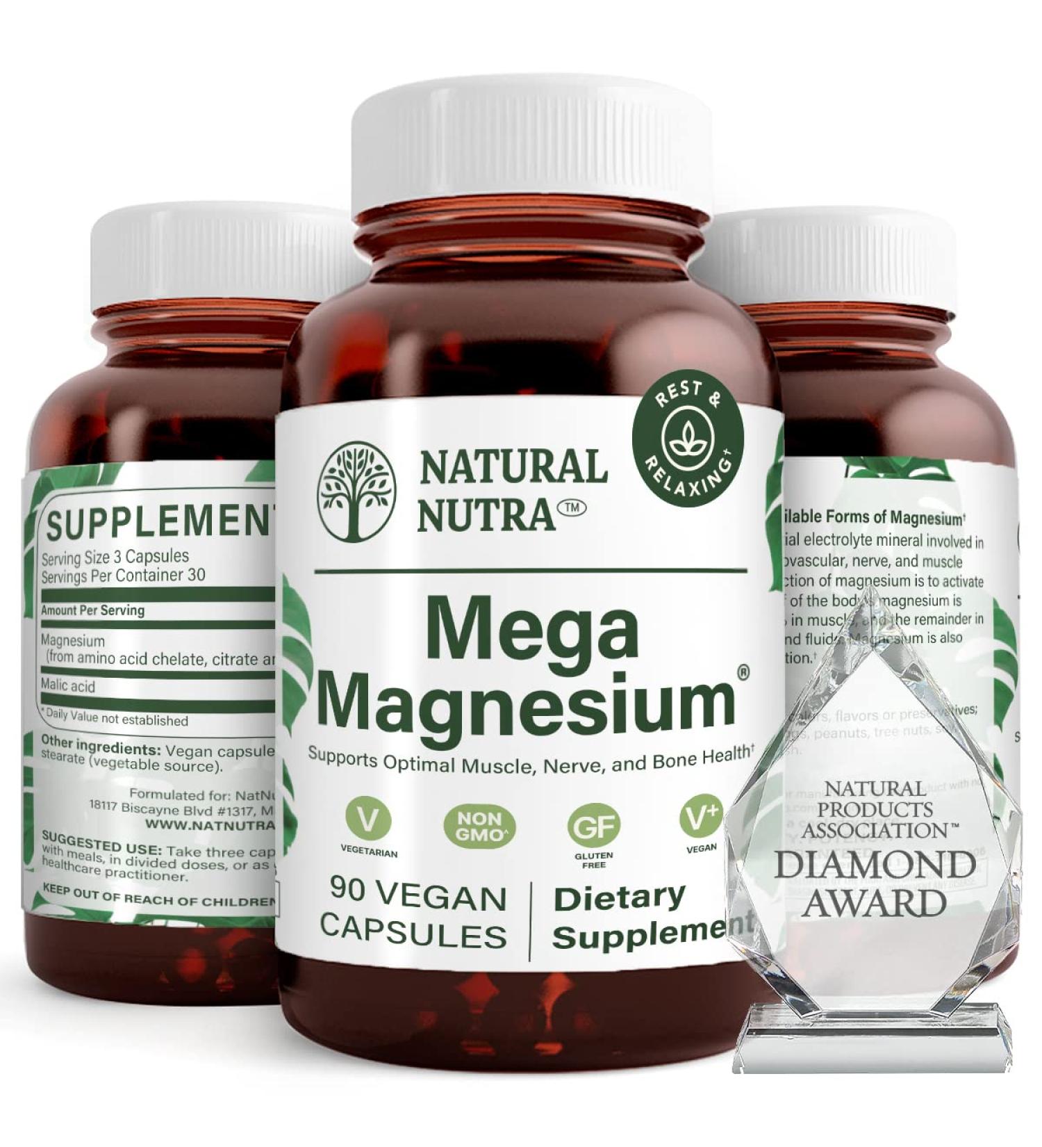 Natural Nutra Mega Magnesium 400 mg 90 Capsules 90 Count (Pack of 1)